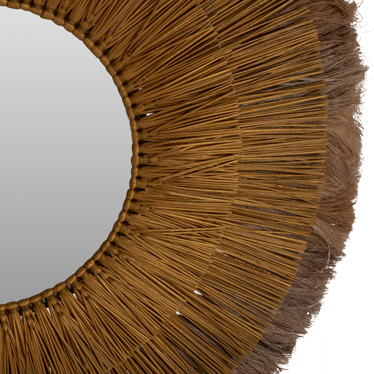 WALL MIRROR ROUND MENDONG GRASS AND ABACA FIBERS IN NATURALandGOLD 80x4x80Hcm.HM7797 [3]
