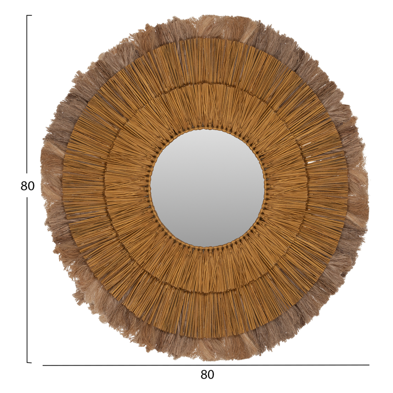 WALL MIRROR ROUND MENDONG GRASS AND ABACA FIBERS IN NATURALandGOLD 80x4x80Hcm.HM7797 [2]