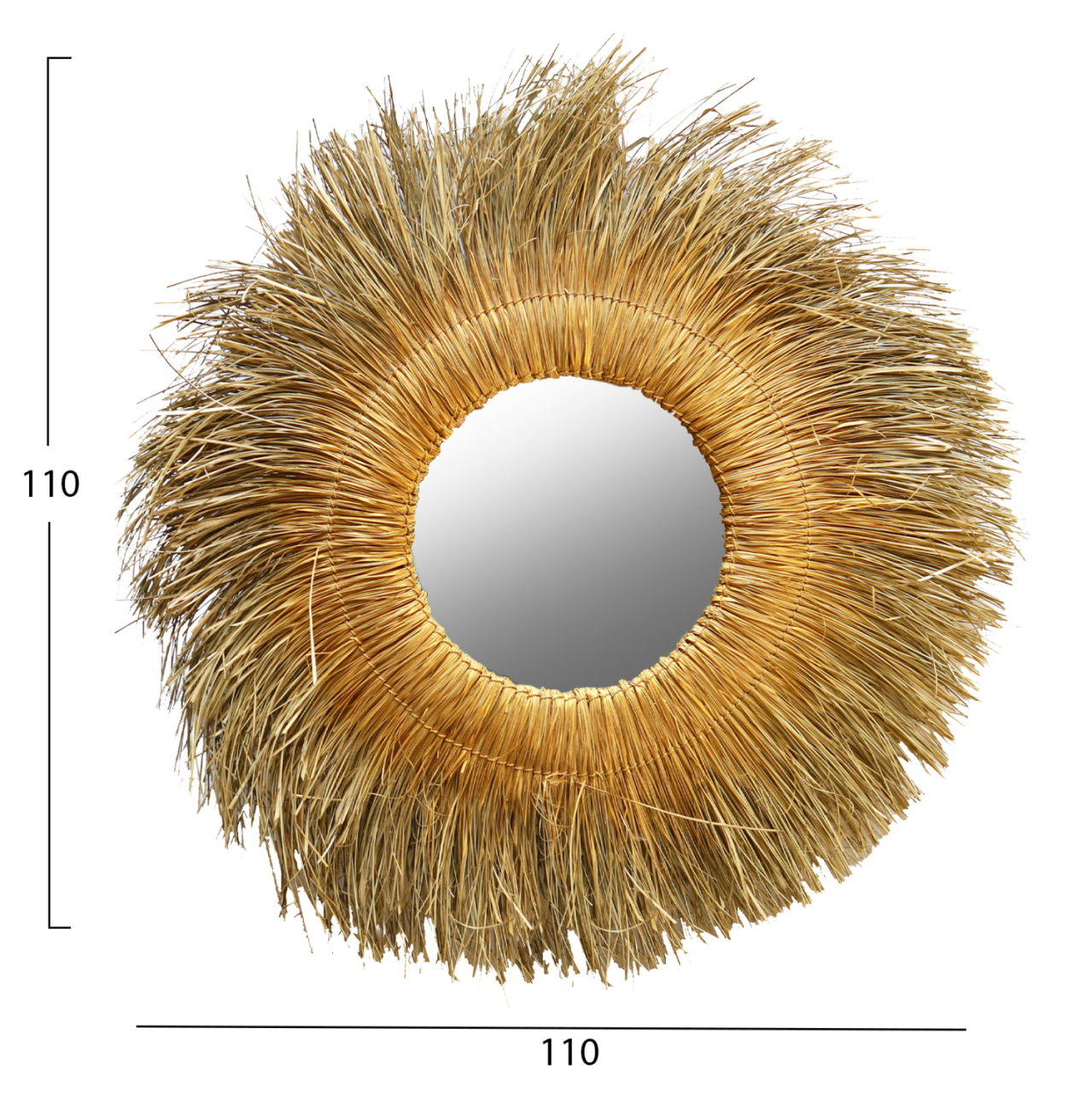 WALL MIRROR ROUND PANDAN GRASS FRAME IN NATURAL-GOLD COLOR 110x5x110Hcm.HM7743 [2]