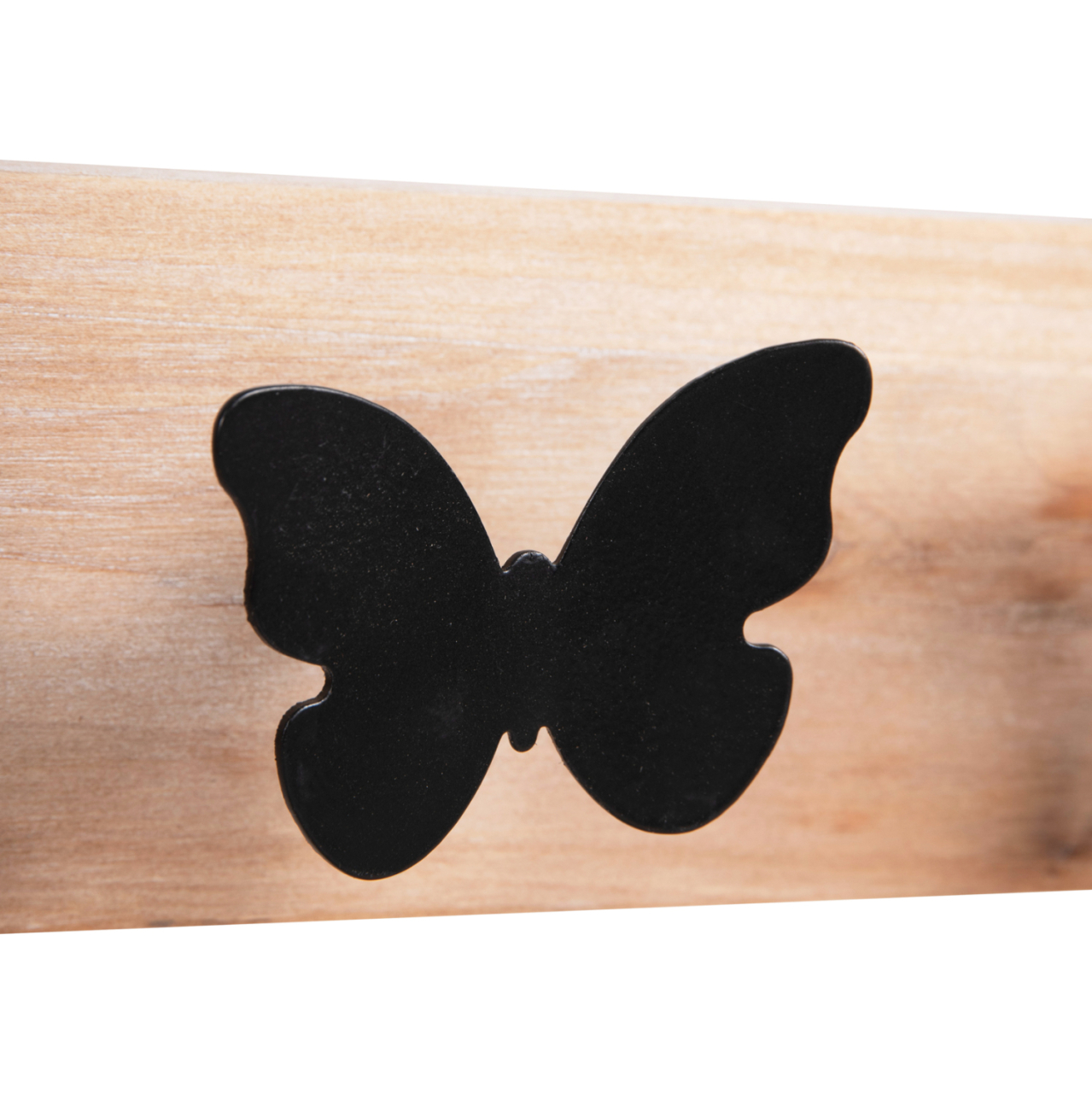 WALL MIRROR ROUND SCUTTLE HM4222 FIR WOOD and MDF-BLACK METAL 80x6,5x30,5Hcm. [6]