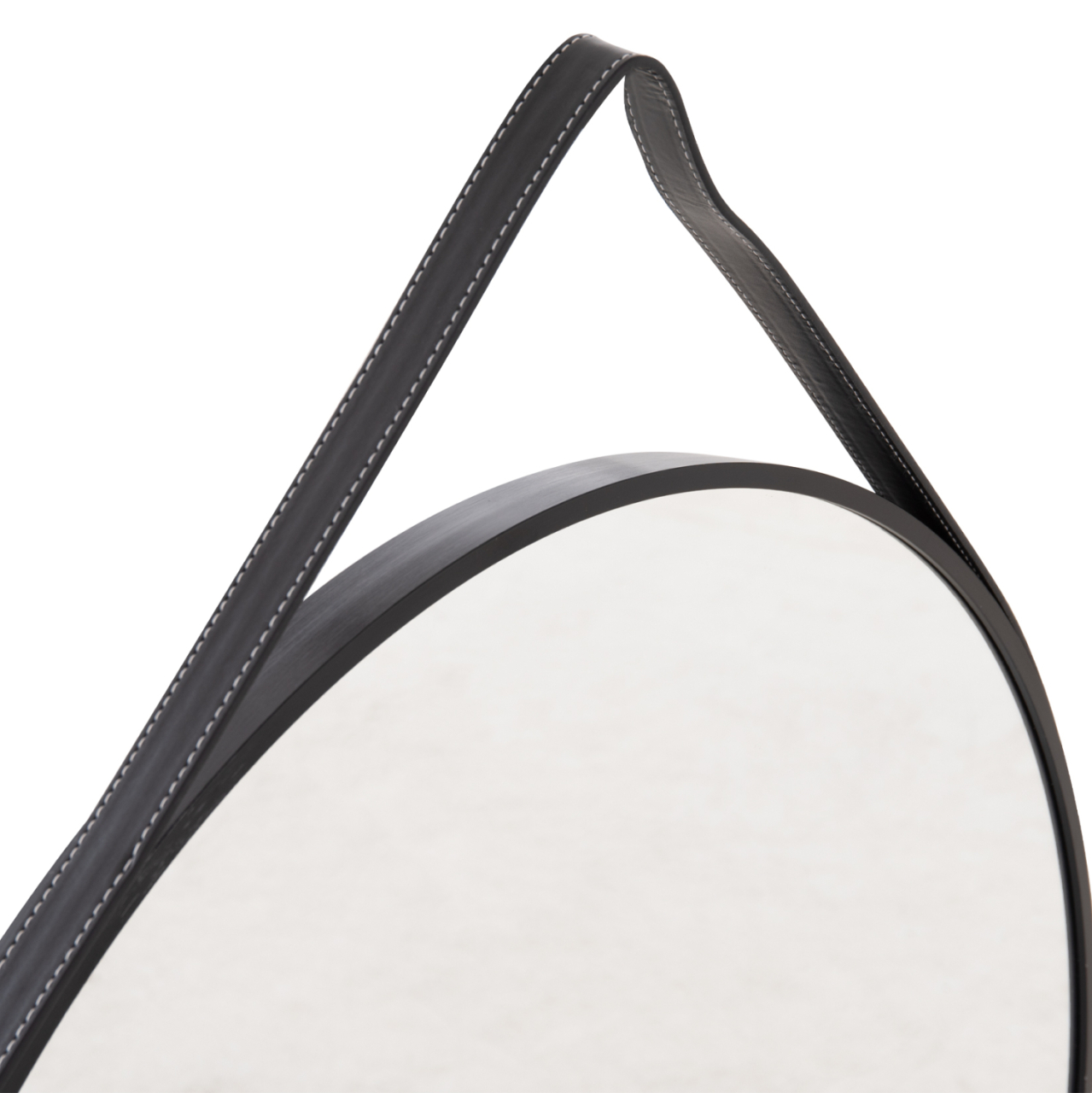 WALL MIRROR ROUND WITH HANGING STRAP HARKER HM4879 ALUMINUM FRAME IN BLACK Φ70cm [9]