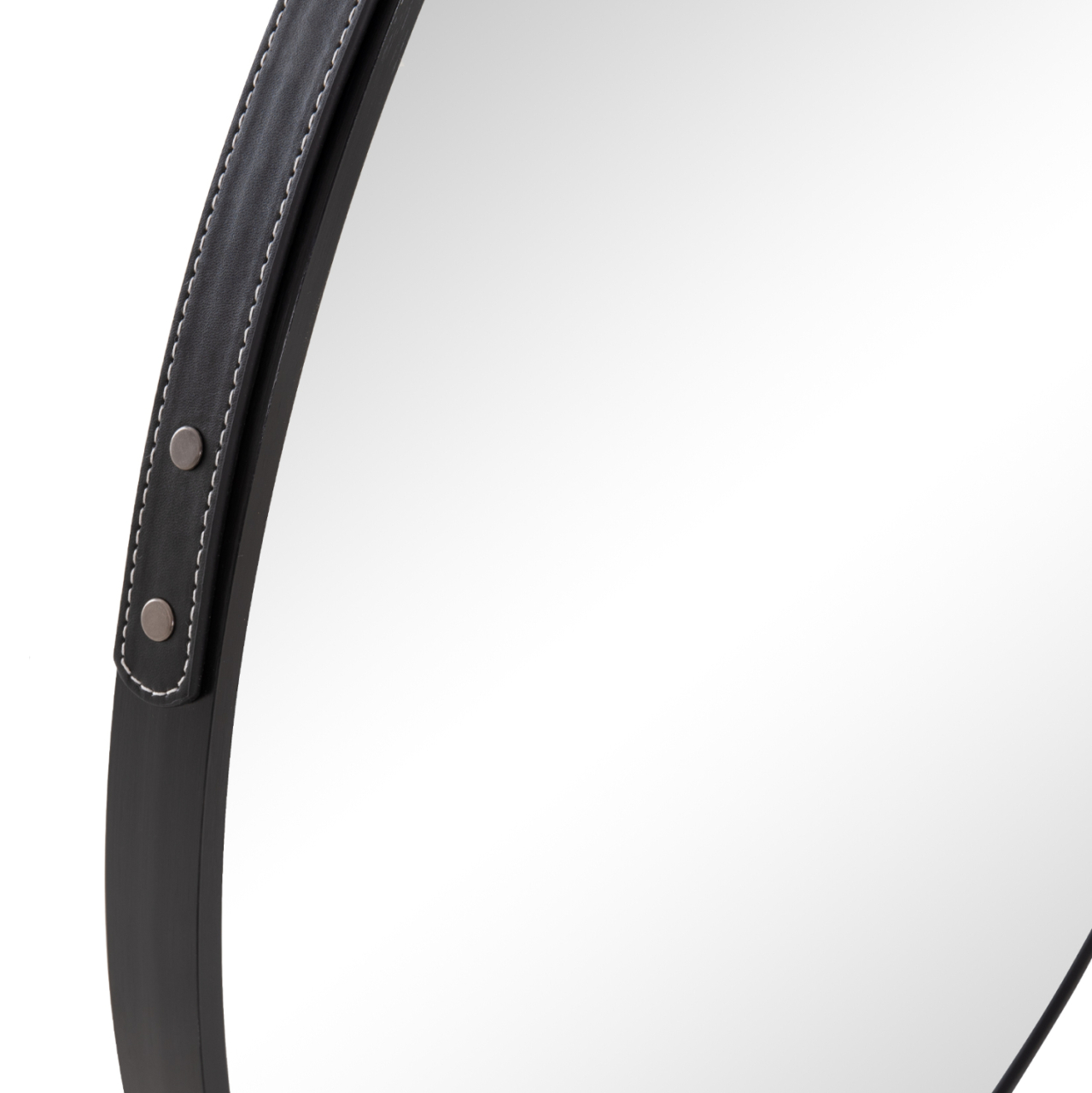 WALL MIRROR ROUND WITH HANGING STRAP HARKER HM4879 ALUMINUM FRAME IN BLACK Φ70cm [6]