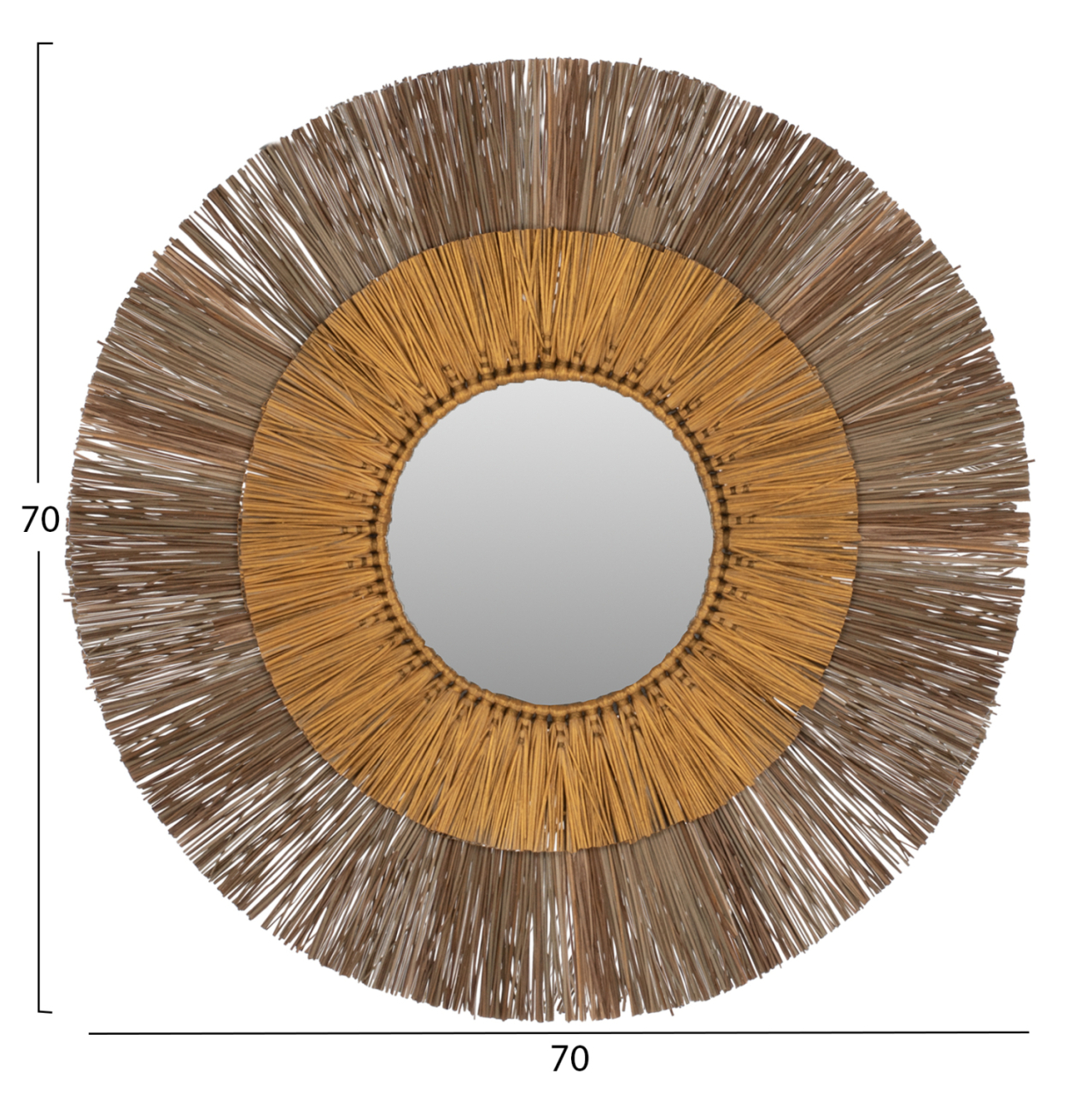 WALL MIRROR ROUND WITH MENDONG GRASS FRAME IN NATURAL AND GOLD Φ70cm.HM7800 [2]