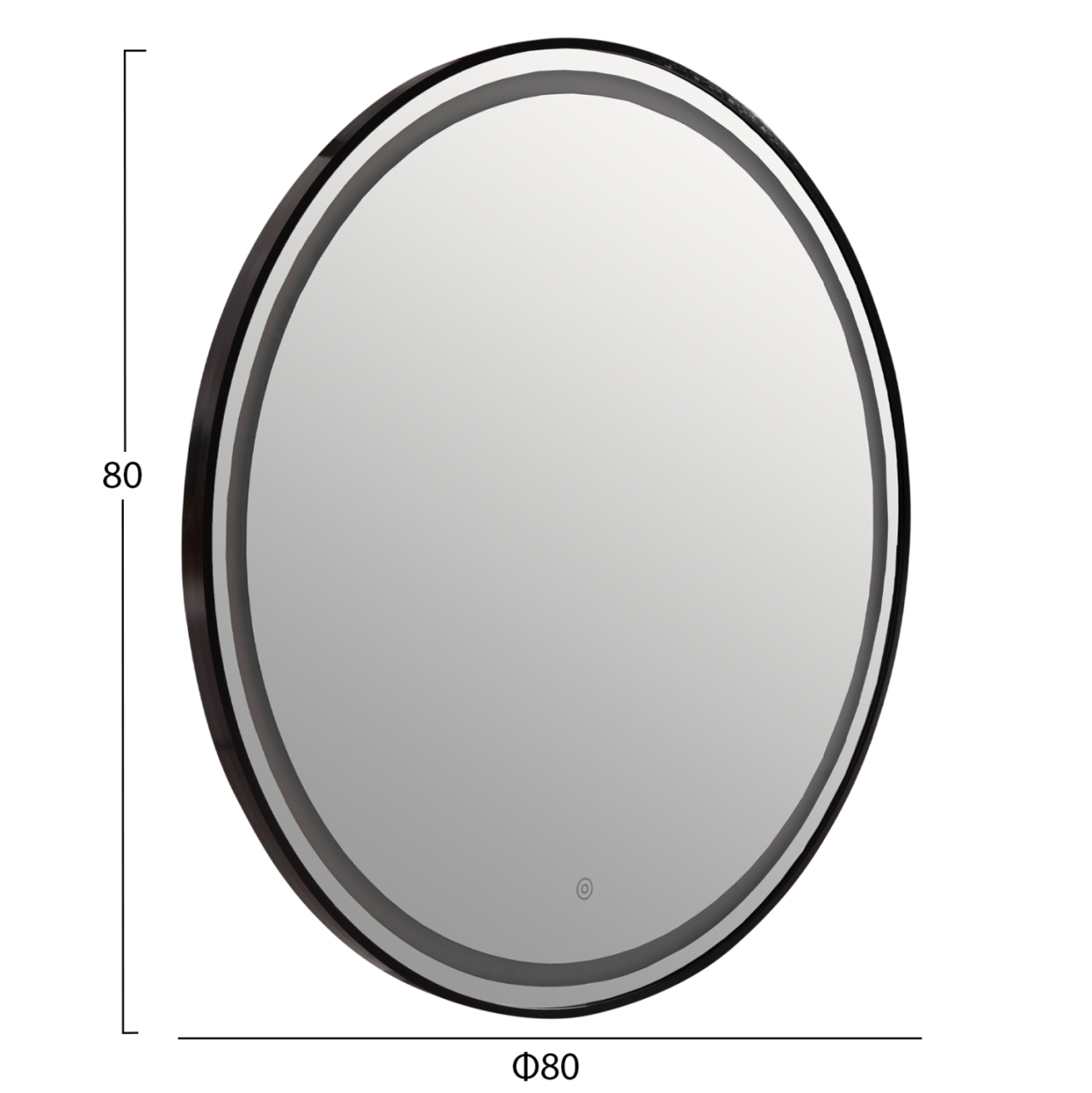 WALL MIRROR ROUNDER FB94503.01 ALUMINUM FRAME IN BLACK-LED LIGHTING Φ80cm. [2]