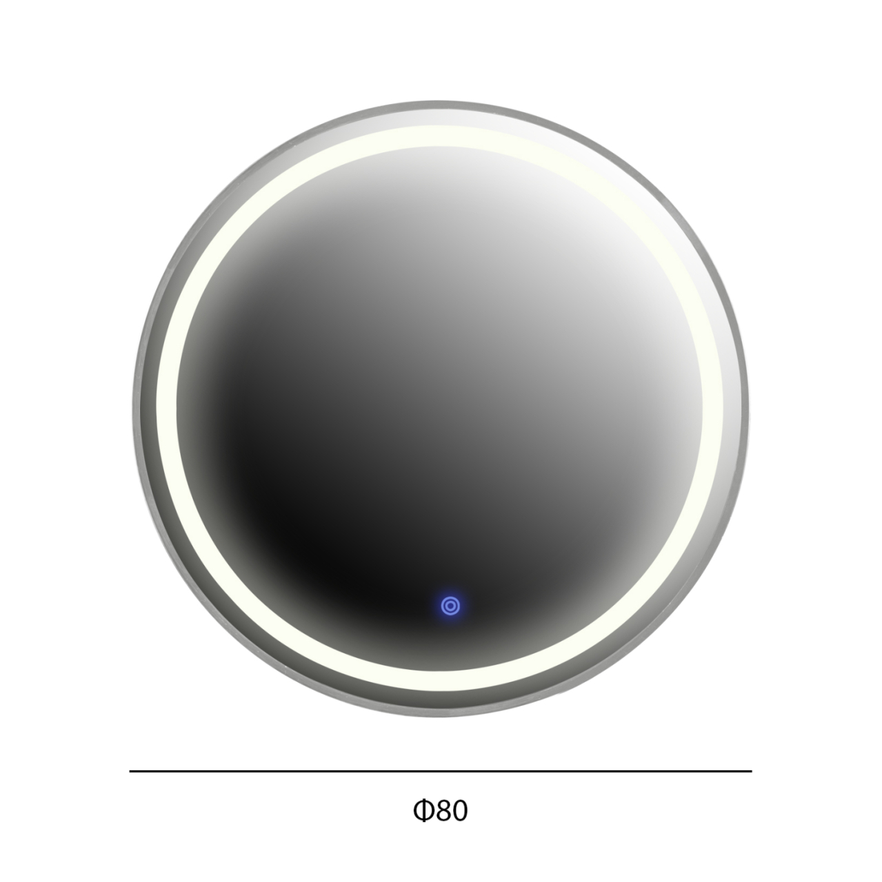 WALL MIRROR ROUNDER HM4503.40 ALUMINUM FRAME IN SILVER-LED LIGHTING Φ80cm. [2]