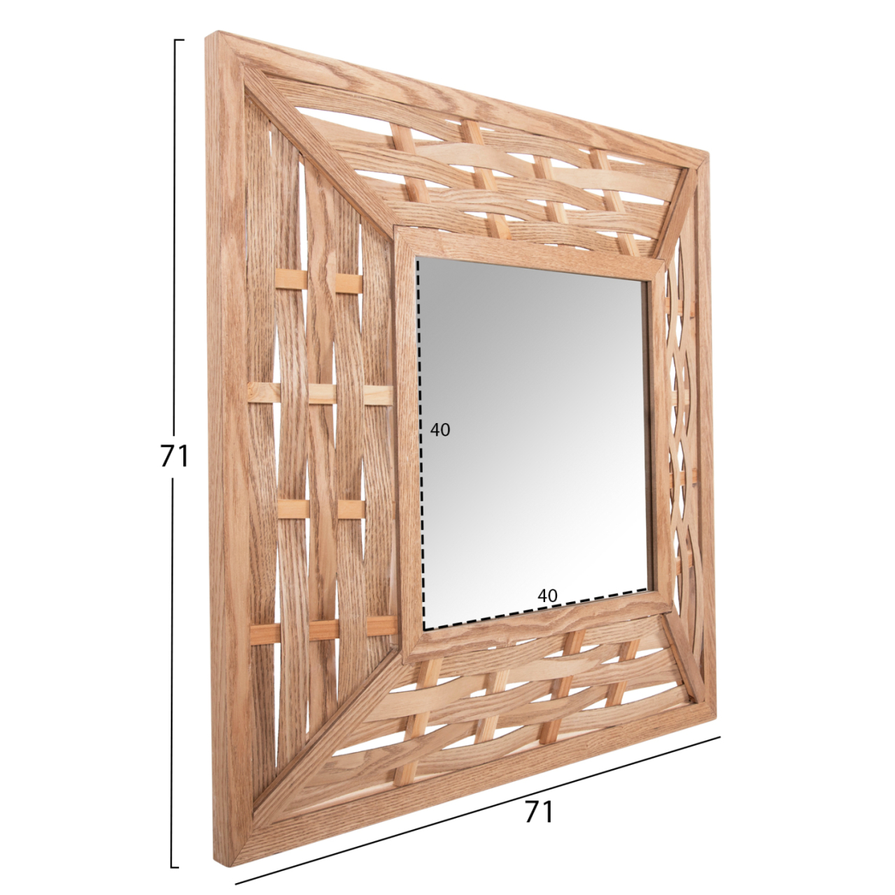 WALL MIRROR SQUARE HM4226 BAMBOO IN OAK COLOR 71x7x71cm. [2]