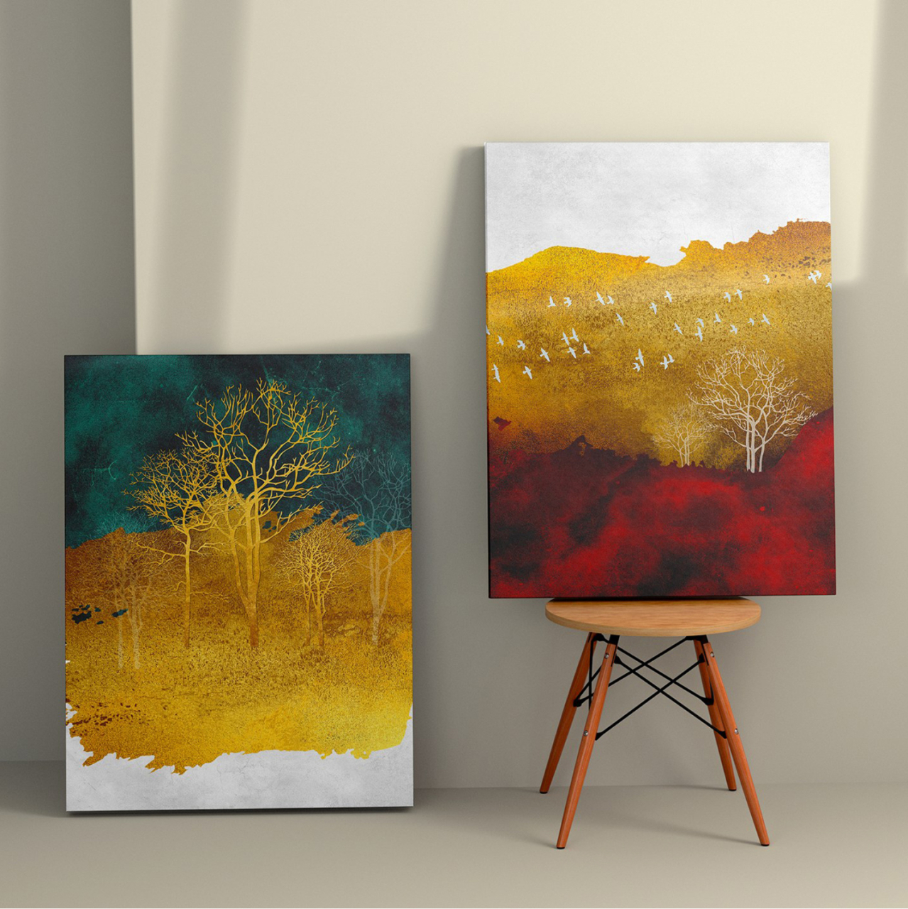 WALL PAINTING 2PCS SERIES GOBI HM4837 PRINTED CANVAS 50x3(thickness)x70Hcm.(x2) [2]