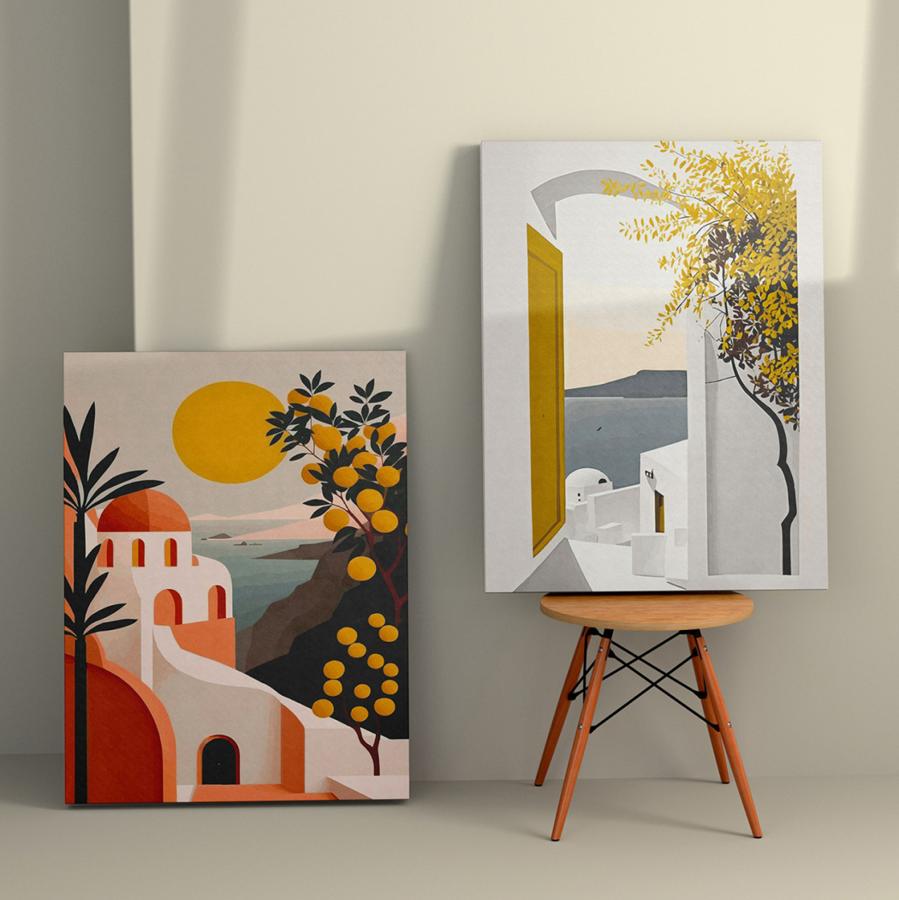 WALL PAINTING 2PCS SERIES GOBI HM4838 PRINTED CANVAS 50x3(thickness)x70Hcm.(x2) [2]