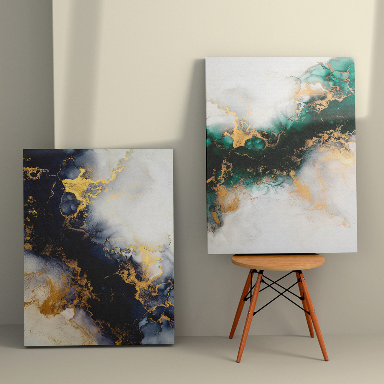 WALL PAINTING 2PCS SERIES GOBI HM4839 PRINTED CANVAS 50x3(thickness)x70Hcm.(x2) [2]