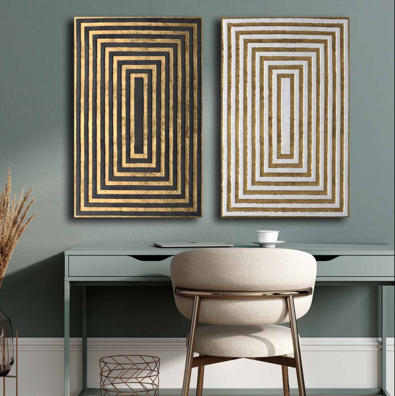WALL PAINTING 2PCS SERIES GOBI HM4841 PRINTED CANVAS 45x2.8(thickness)x70Hcm.(x2) [3]