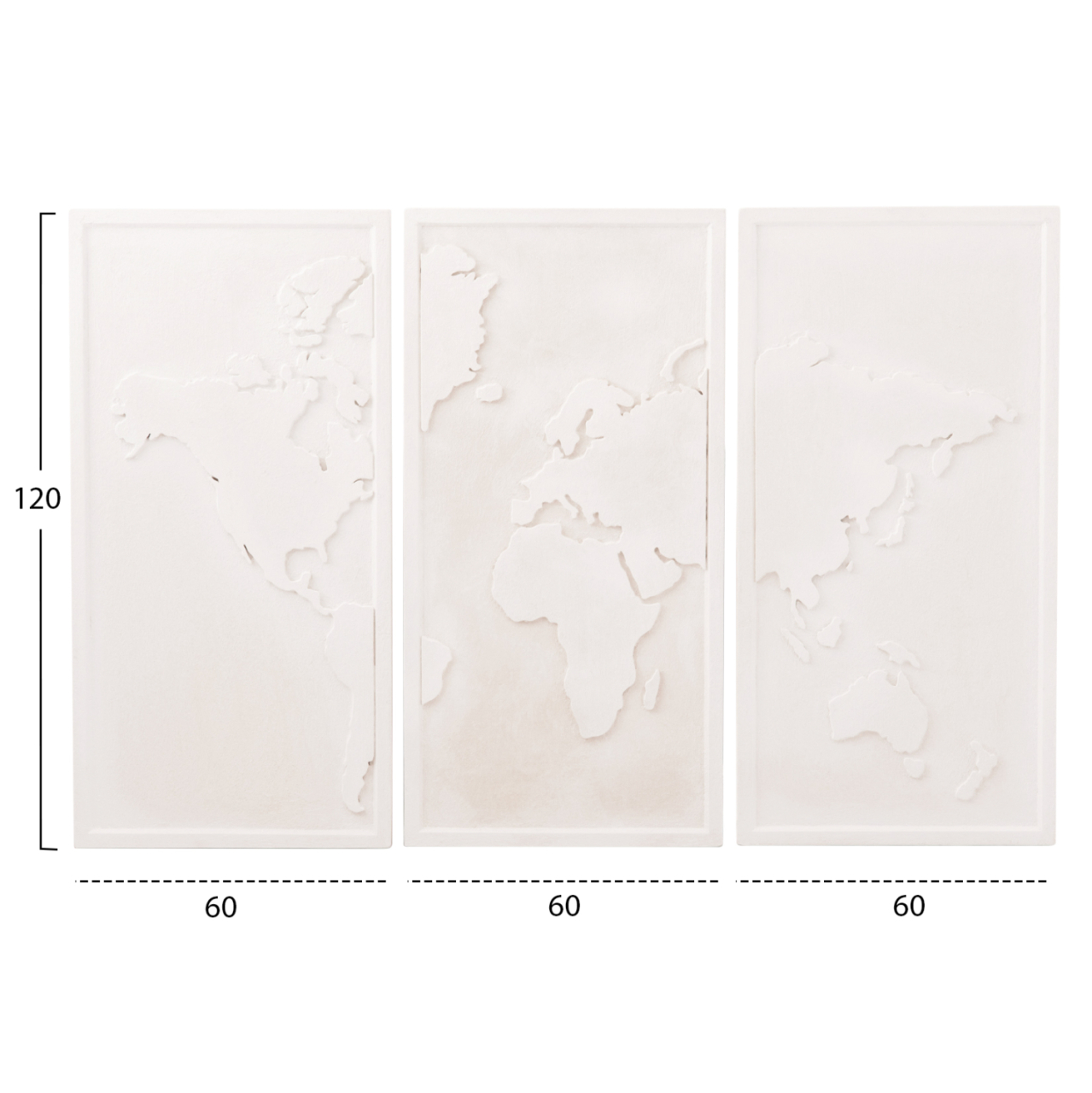 WALL PAINTING 3-FOLD WORLD MAP SANTORINI HM4504 MDF IN OFF-WHITE COLOR 180x4(thickness)x120Hcm. [2]