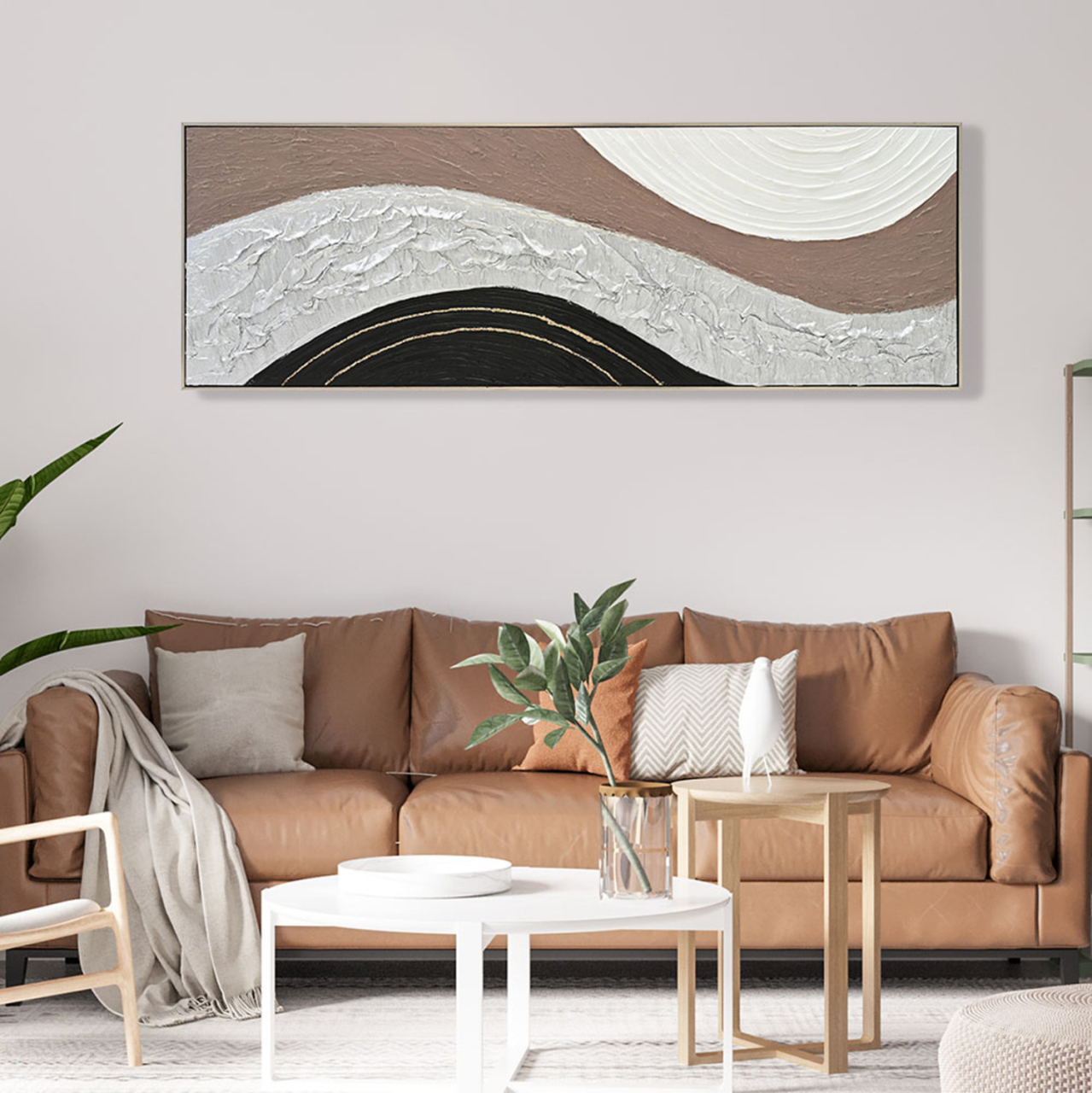 WALL PAINTING ABSTRACT HM4552.02 BEIGE PS FRAME-CANVAS-HANDMADE 152x4.5x52Hcm. [3]
