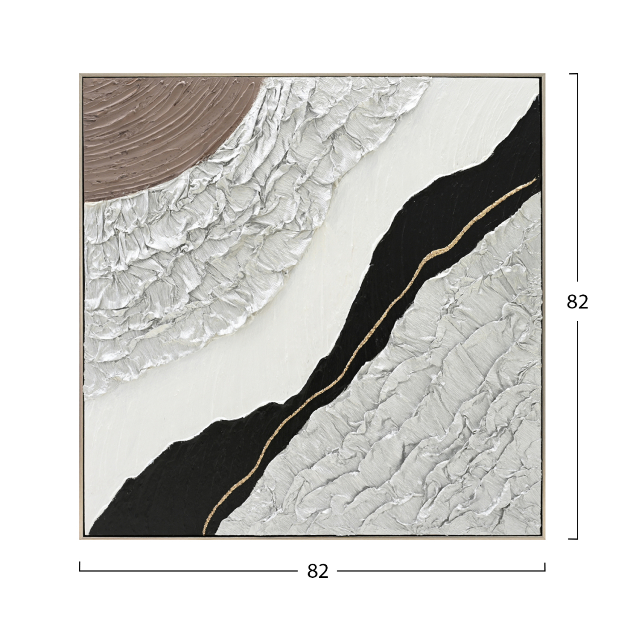 WALL PAINTING ABSTRACT (SQUARE) HM4553.01 BEIGE PS FRAME-CANVAS-HANDMADE 82x4.5x82Hcm. [2]