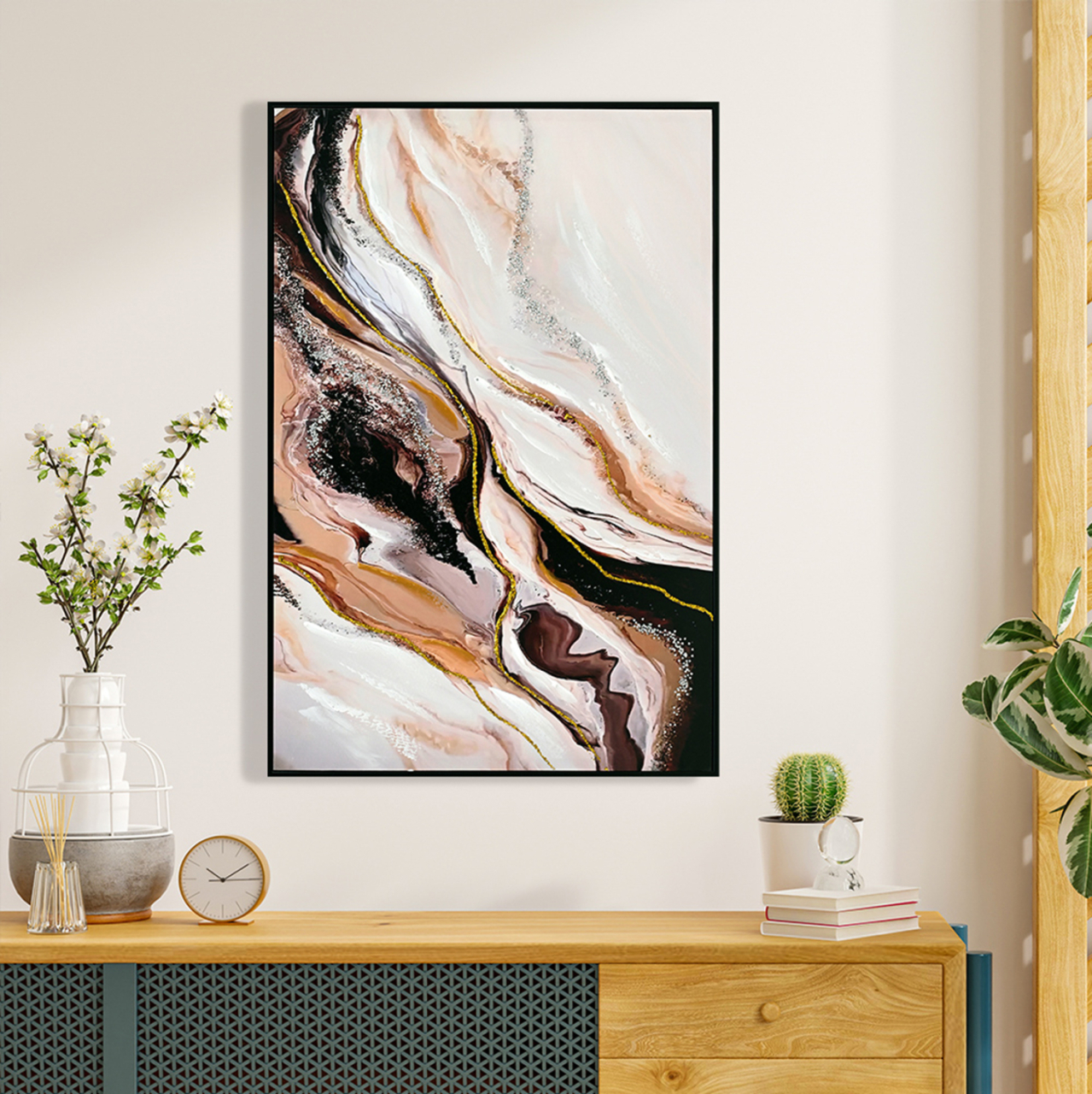 WALL PAINTING HM4560 BLACK PS FRAME-PRINTED CANVAS ABSTRACT 62x4x92Hcm. [3]