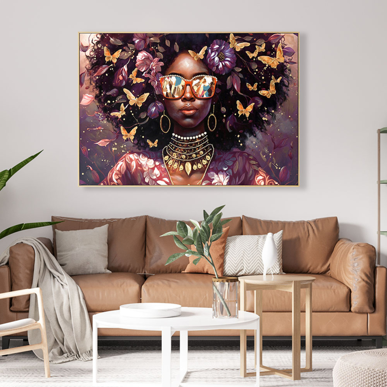WALL PAINTING MARIP HM4569 BEIGE PS FRAME-PRINTED CANVAS WOMAN'S FACE WITH GLASSES 82x4,5x82Hcm. [3]