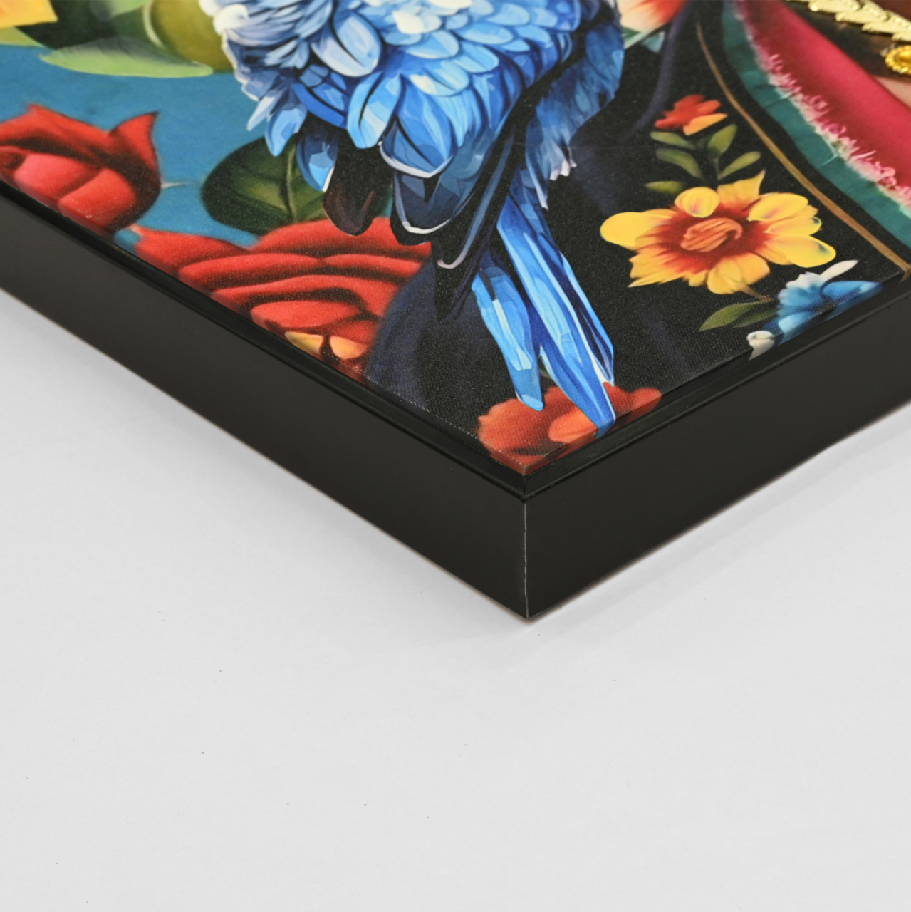 WALL PAINTING PARROTS HM4567 BLACK PS FRAME-PRINTED CANVAS WOMAN FACE and PARROTS 82x4,5x82Hcm. [4]