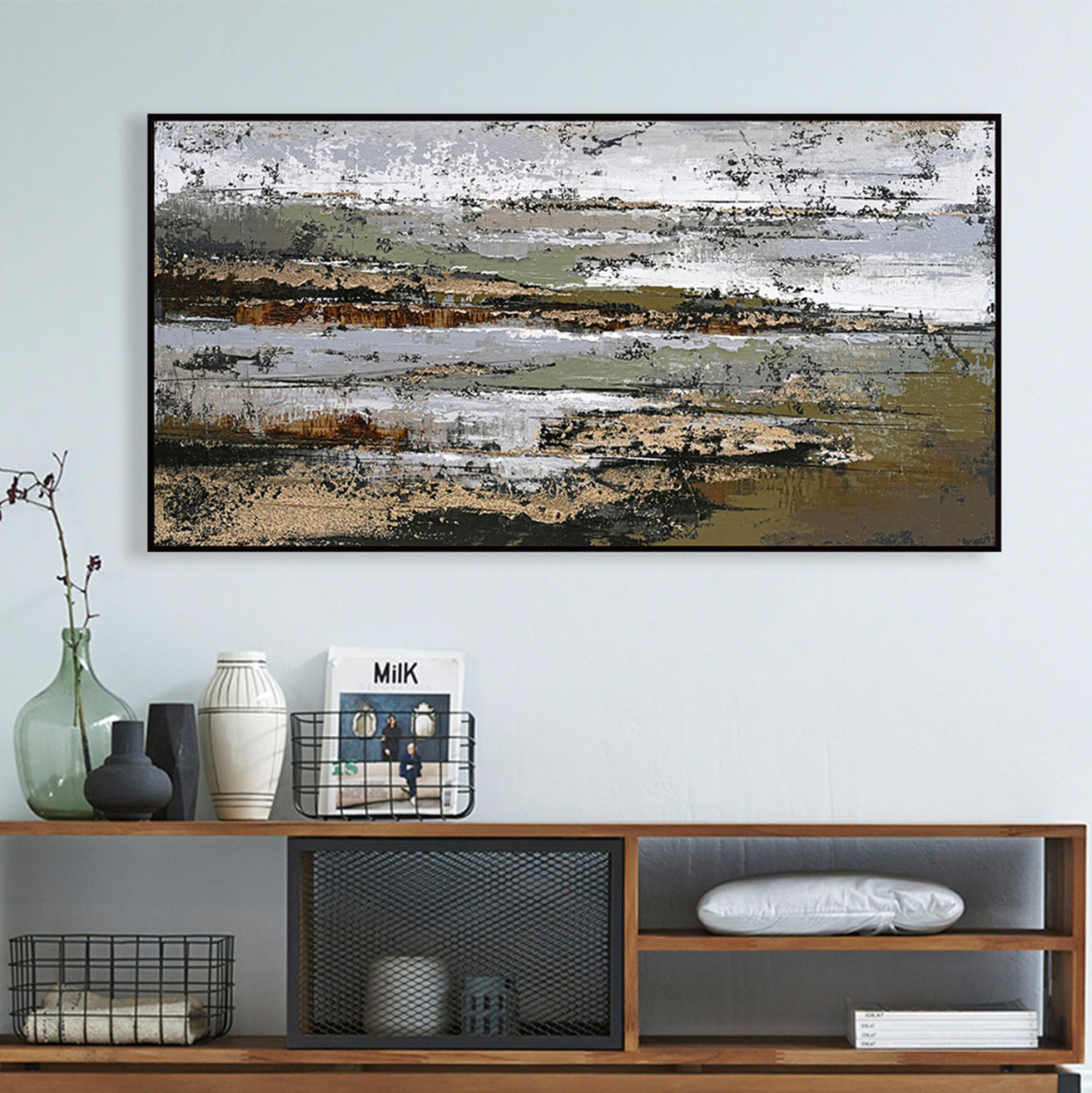 WALL PAINTING SEDIMENT HM4575.01 BLACK PS FRAME-CANVAS 142x4.5x72Hcm. [3]