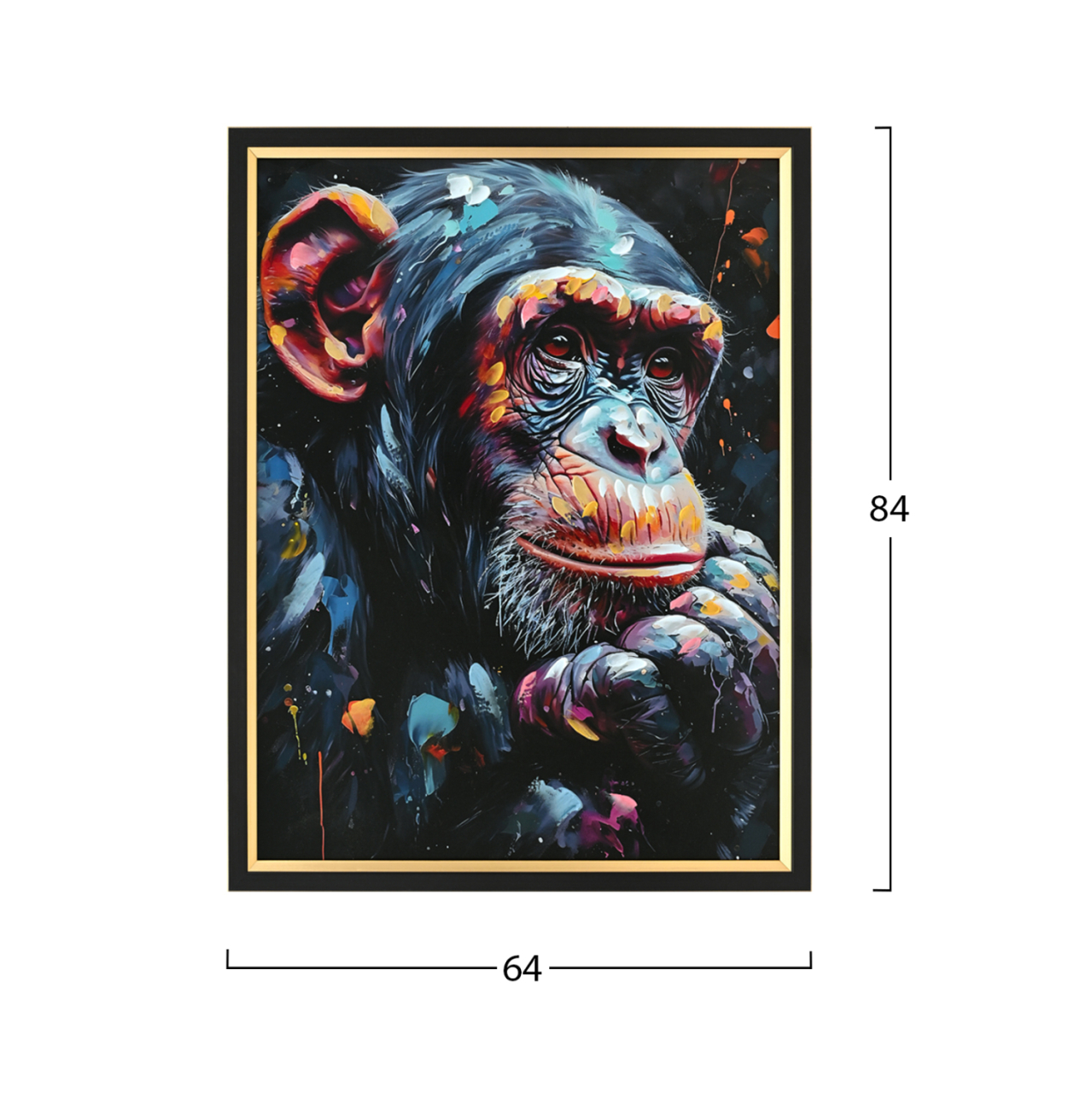 WALL PAINTING SIMIA HM4563 BLACK PS FRAME-PRINTED CANVAS MONKEY 64x4.5x84Hcm. [2]