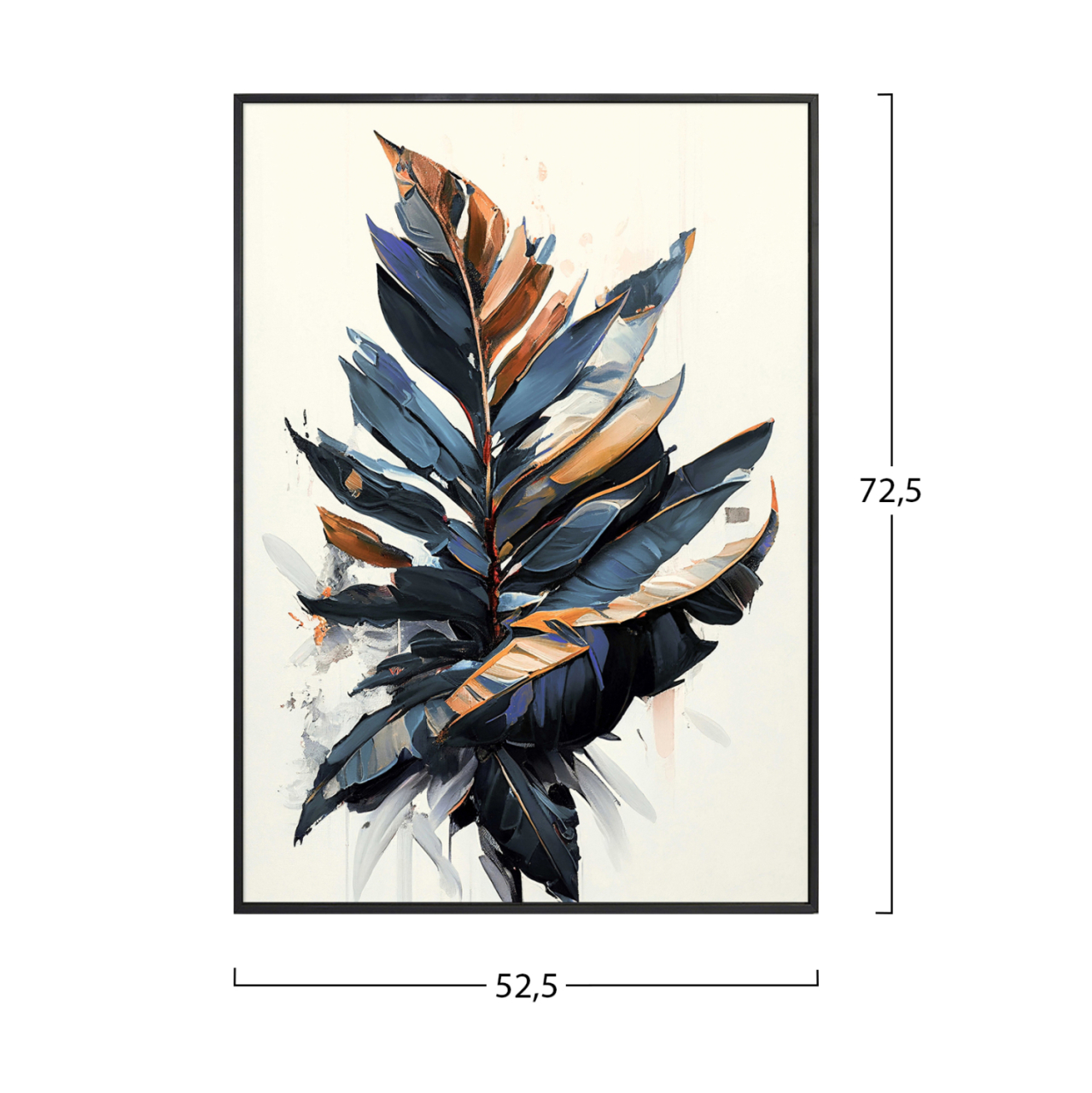 WALL PAINTING TROPICO HM4547.01 BLACK PS FRAME-PRINTED CANVAS WITH LEAVES 52.5x2.8x72.5Hcm. [2]