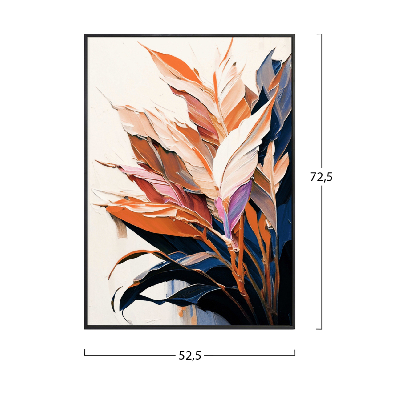 WALL PAINTING TROPICO HM4547.02 BLACK PS FRAME-PRINTED CANVAS WITH LEAVES 52.5x2.8x72.5Hcm. [2]