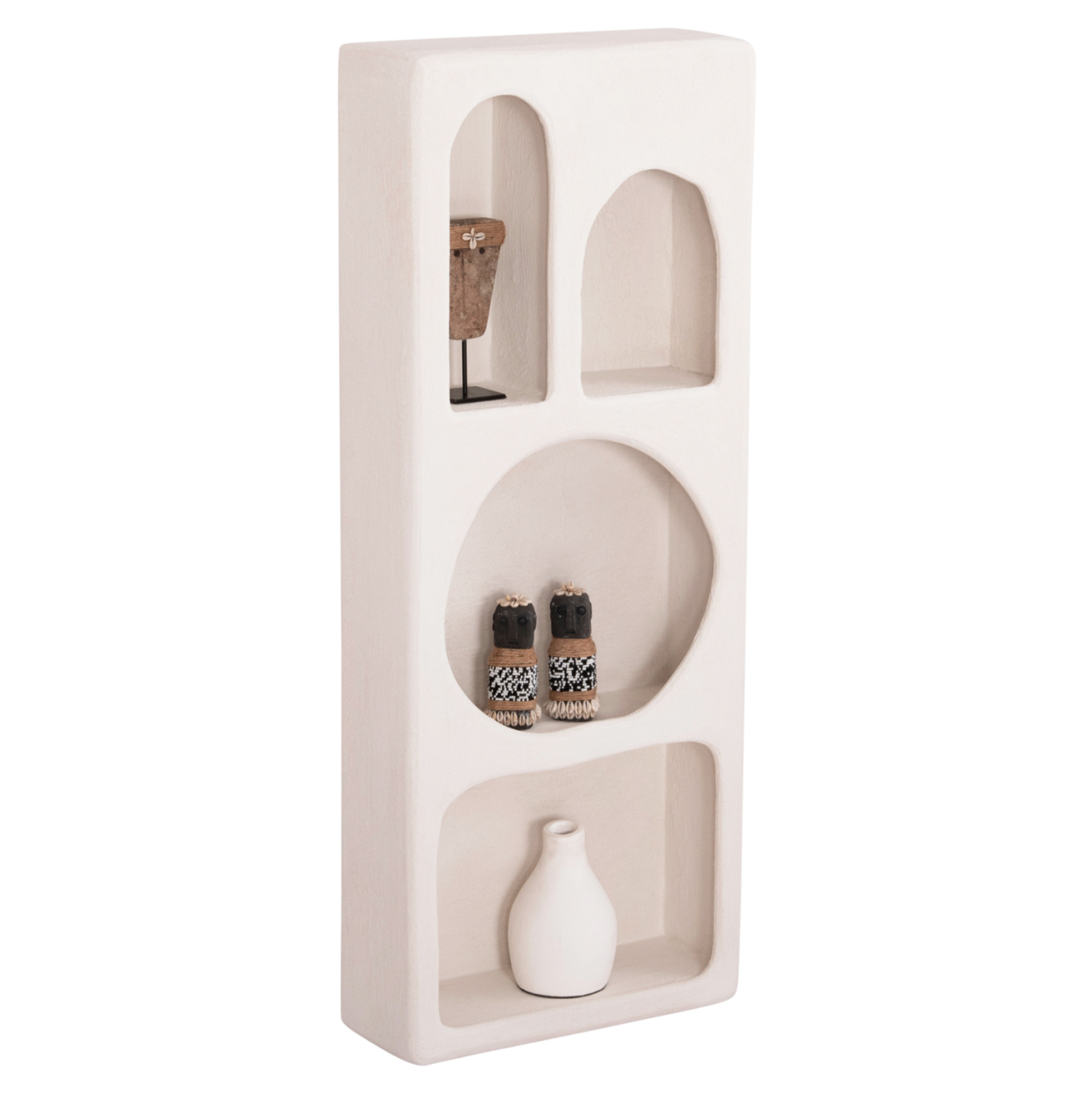 WALL RACK SERIES SANTORINI HM18069 MDF IN OFF-WHITE COLOR 47,5x18x120Hcm. [1]