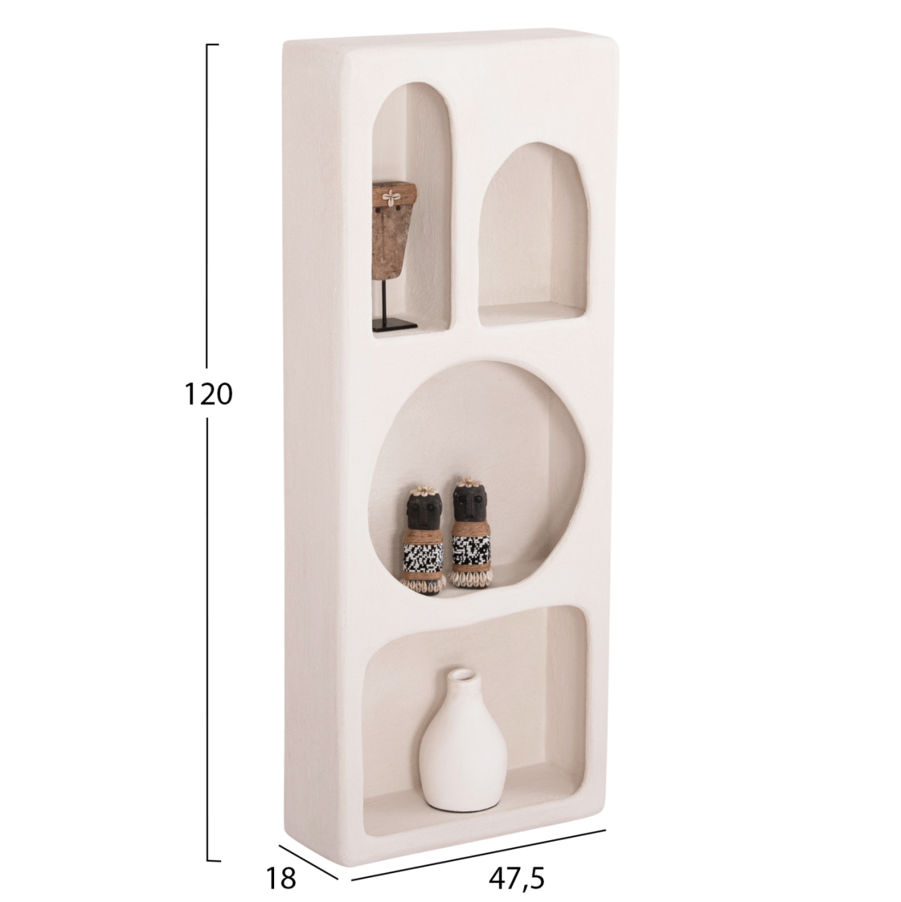 WALL RACK SERIES SANTORINI HM18069 MDF IN OFF-WHITE COLOR 47,5x18x120Hcm. [2]