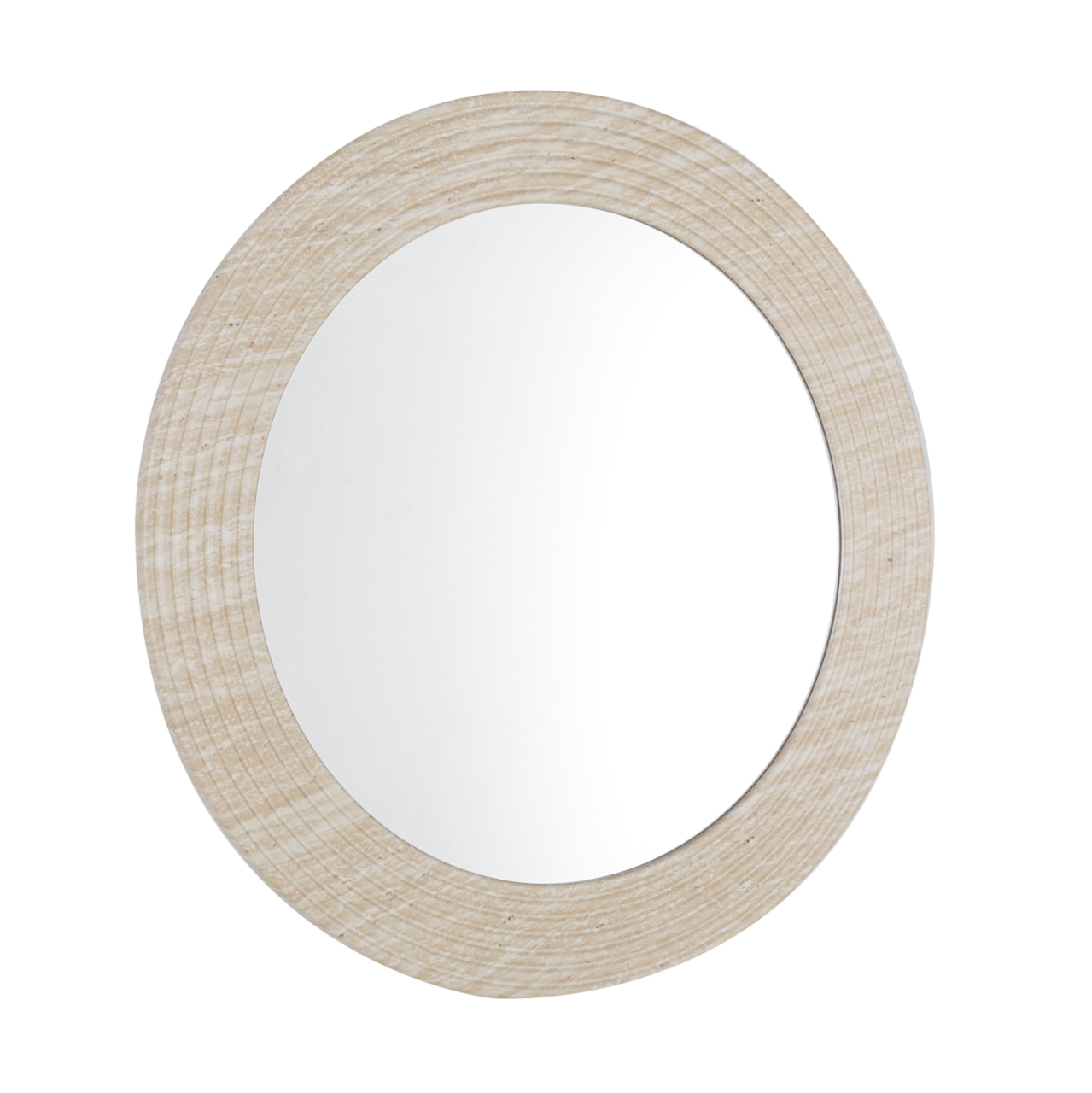 WALL ROUND MIRROR FONTE HM4880 MDF WITH PVC FRAME IN TRAVERTINE COLOR SCHEME Φ80cm [1]