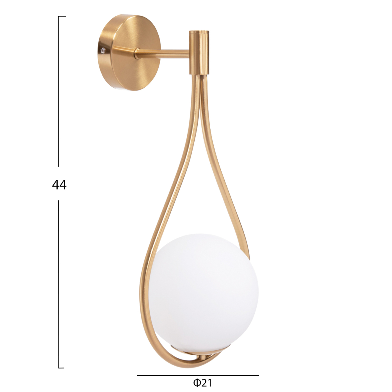 WALL SCONCE BAIS HM4472 GOLD WITH GLASS SPHERE [E27] 21x21x44Hcm. [2]
