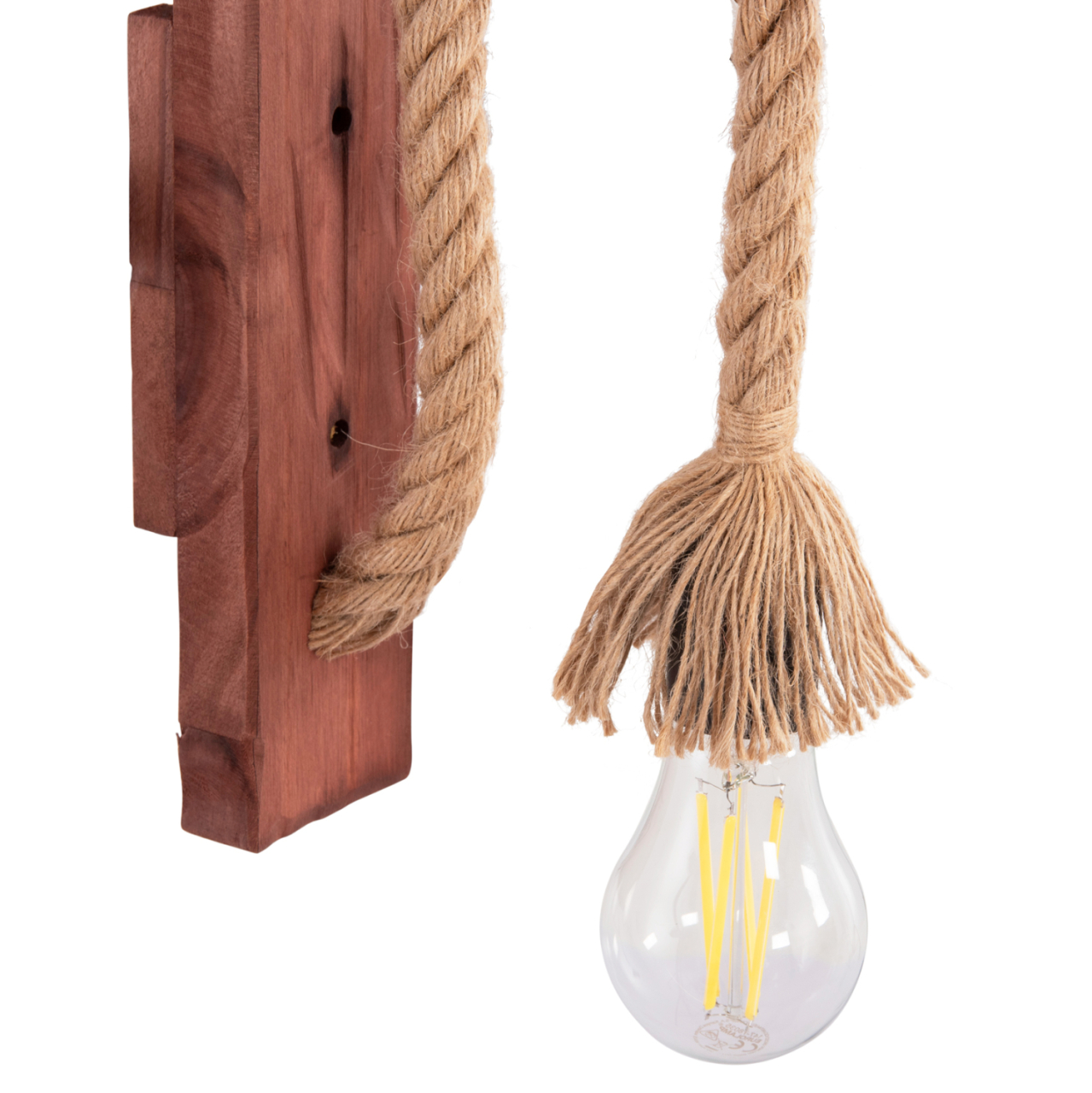 WALL SCONCE BARN HM4469 WOODEN BASE-HEMP ROPE [Ε27] 7x20x29Hcm. [5]