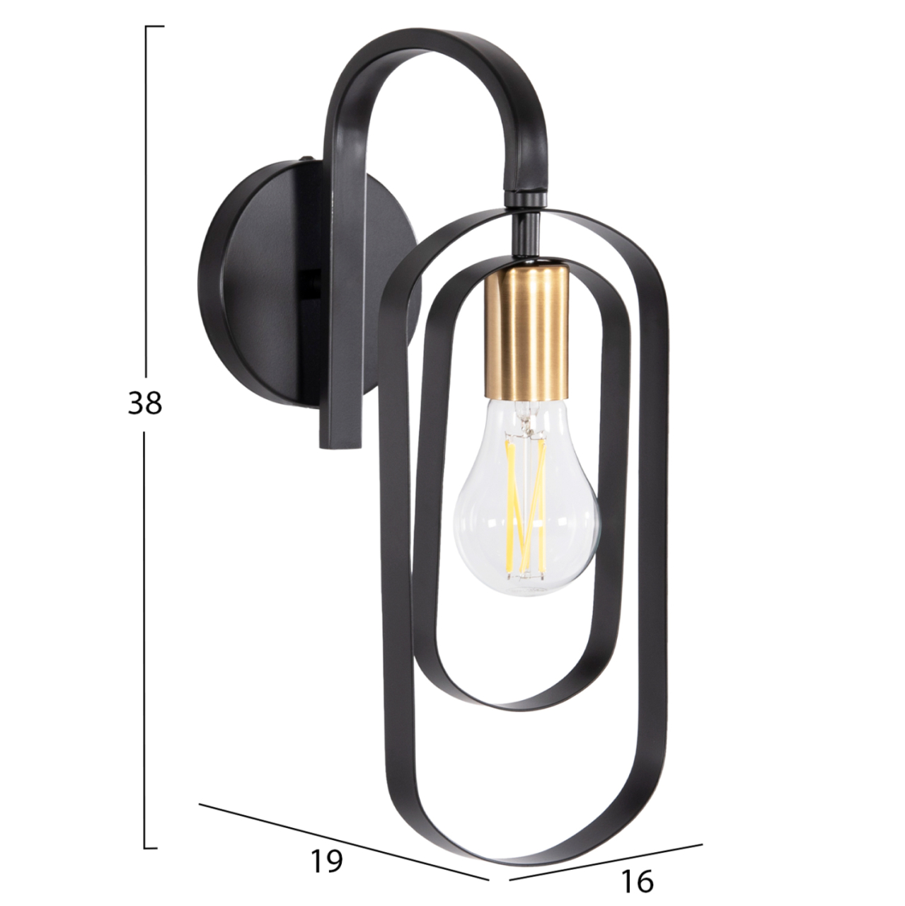 WALL SCONCE BIUT HM7443.11 METAL IN BLACK--GOLD BULB SOCKET 16x19x38Hcm. [2]