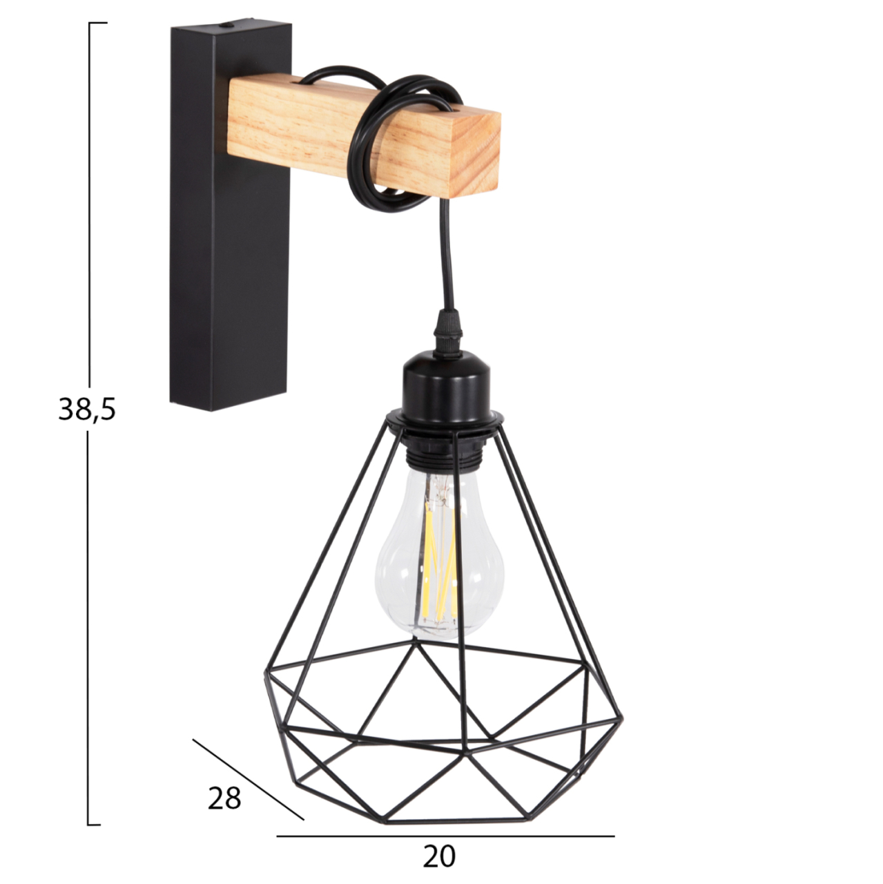 WALL SCONCE GROB HM4474 METAL-WOOD 20x26x38.5Hcm. [2]