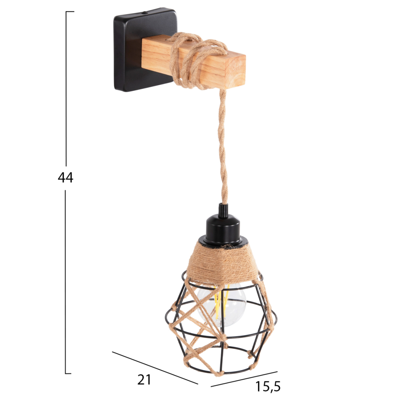 WALL SCONCE KINAN HM4466 METAL-ROPE 15.5x21x44Hcm. [2]