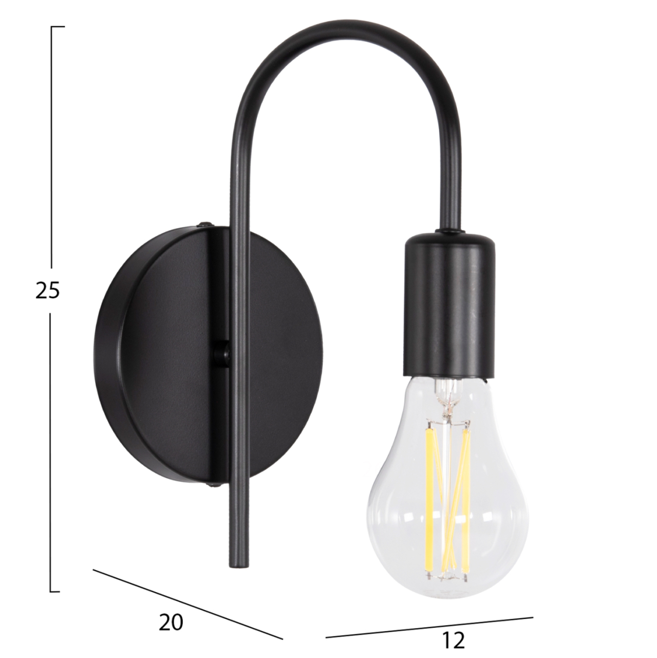 WALL SCONCE KRAMER HM4657.01 METAL IN BLACK 12x20x25Hcm. [2]
