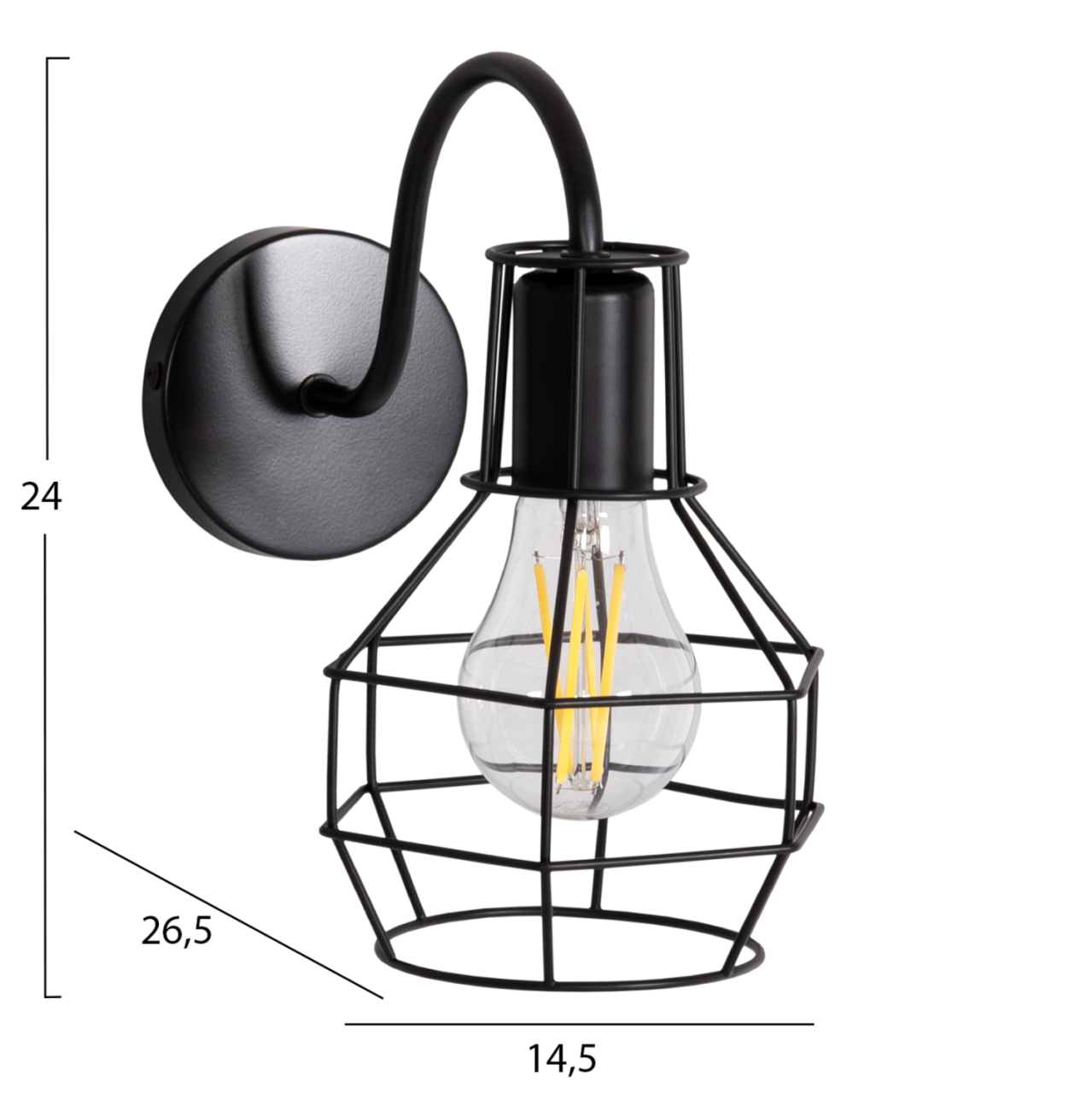 WALL SCONCE MILID2 HM4479 METAL IN BLACK 14.5x26.5x24Hcm. [2]
