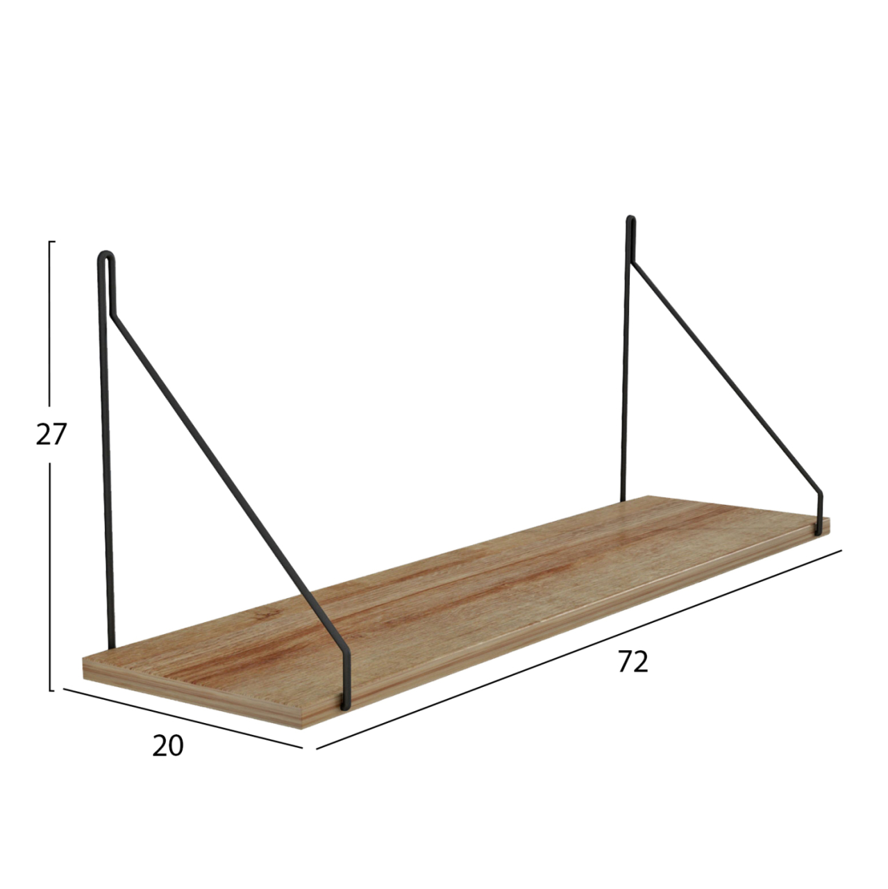 WALL SHELF AGILAN HM9183.11 MELAMINE IN NATURAL OAK 72x20x27Hcm. [2]