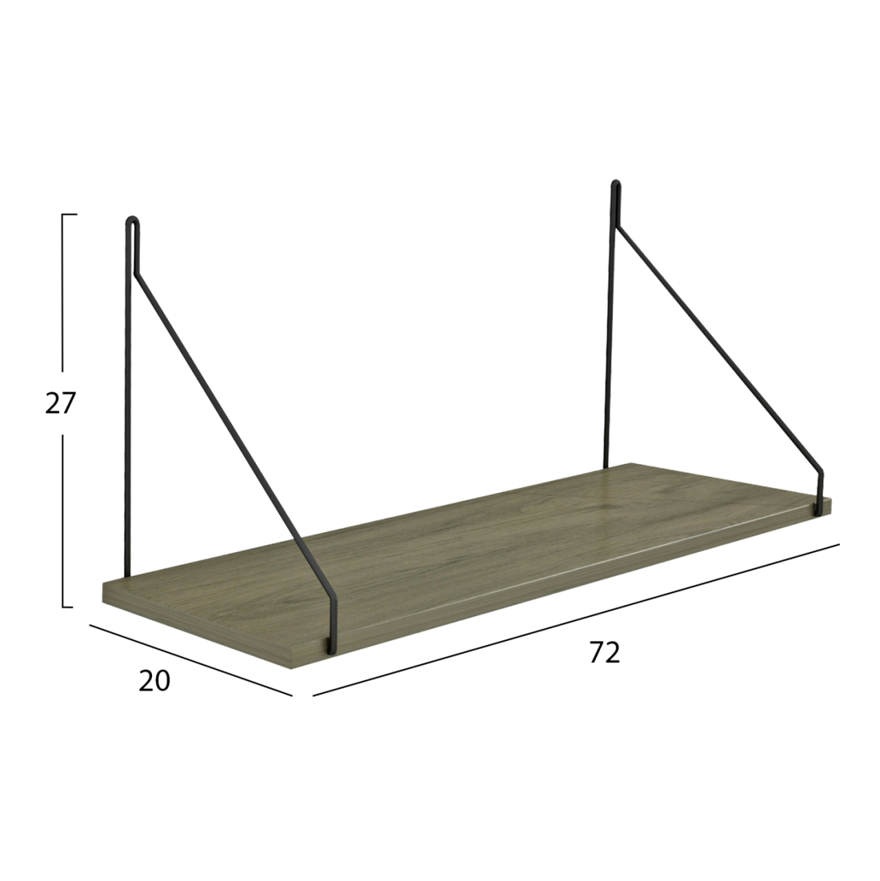 WALL SHELF AGILAN HM9183.12 MELAMINE IN OLIVE GREY 72x20x27Hcm. [2]