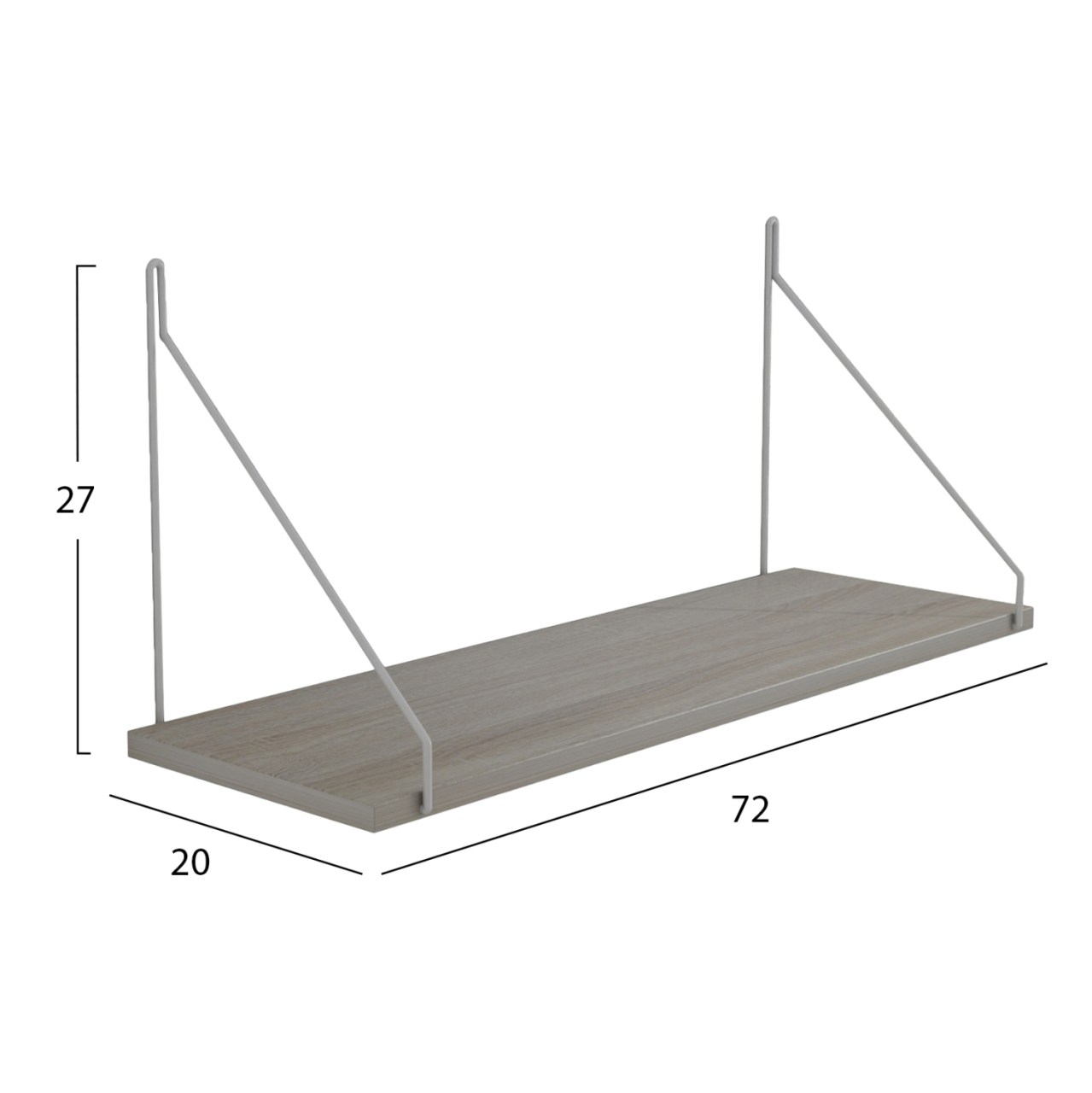 WALL SHELF AGILAN HM9183.14 MELAMINE IN SONOMA-WHITE METAL 72x20x27Hcm. [2]
