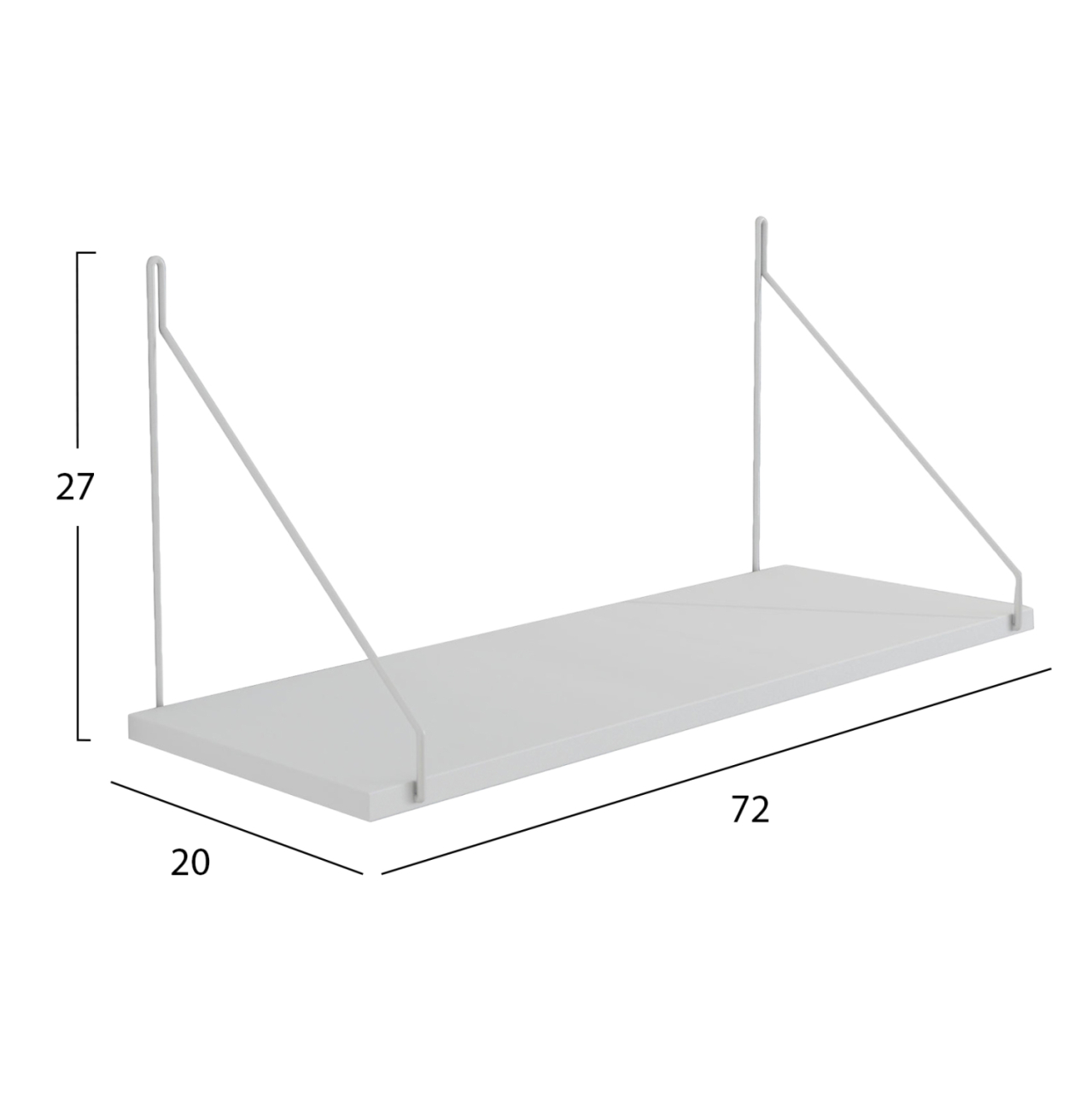 WALL SHELF AGILAN HM9183.15 MELAMINE IN WHITE-WHITE METAL 72x20x27Hcm. [2]