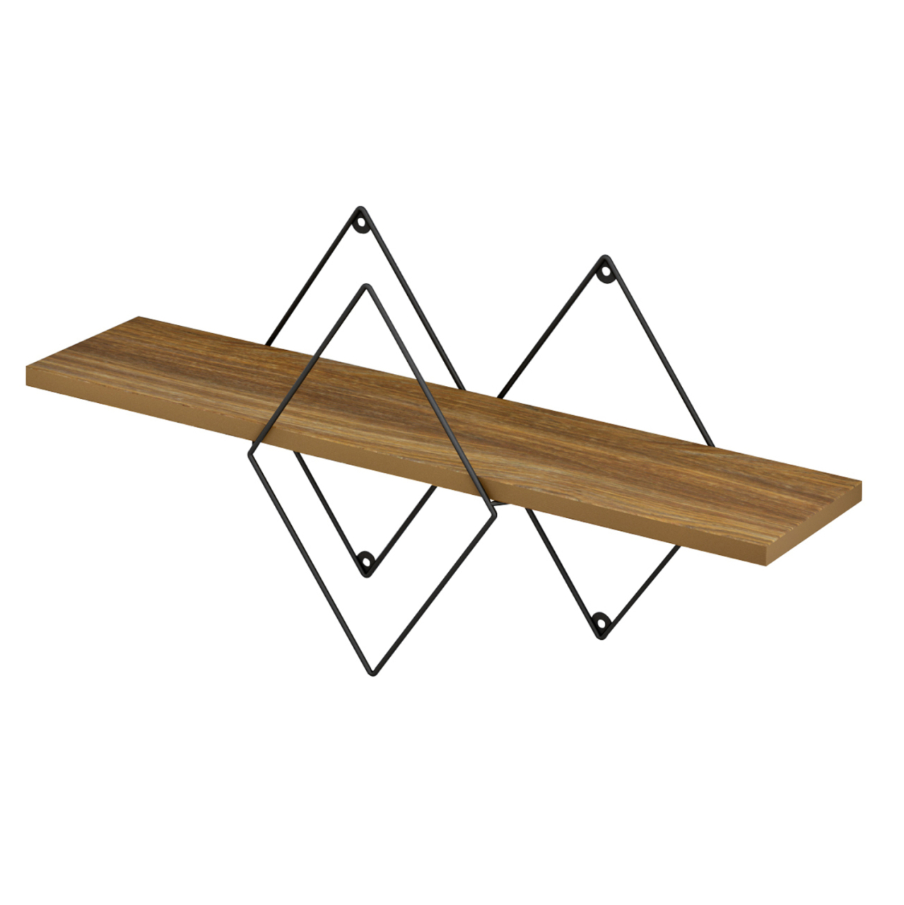 WALL SHELF CHANTRIA HM8934.11 MELAMINE IN OAK COLOR-METAL IN BLACK 60x14x36Hcm. [5]