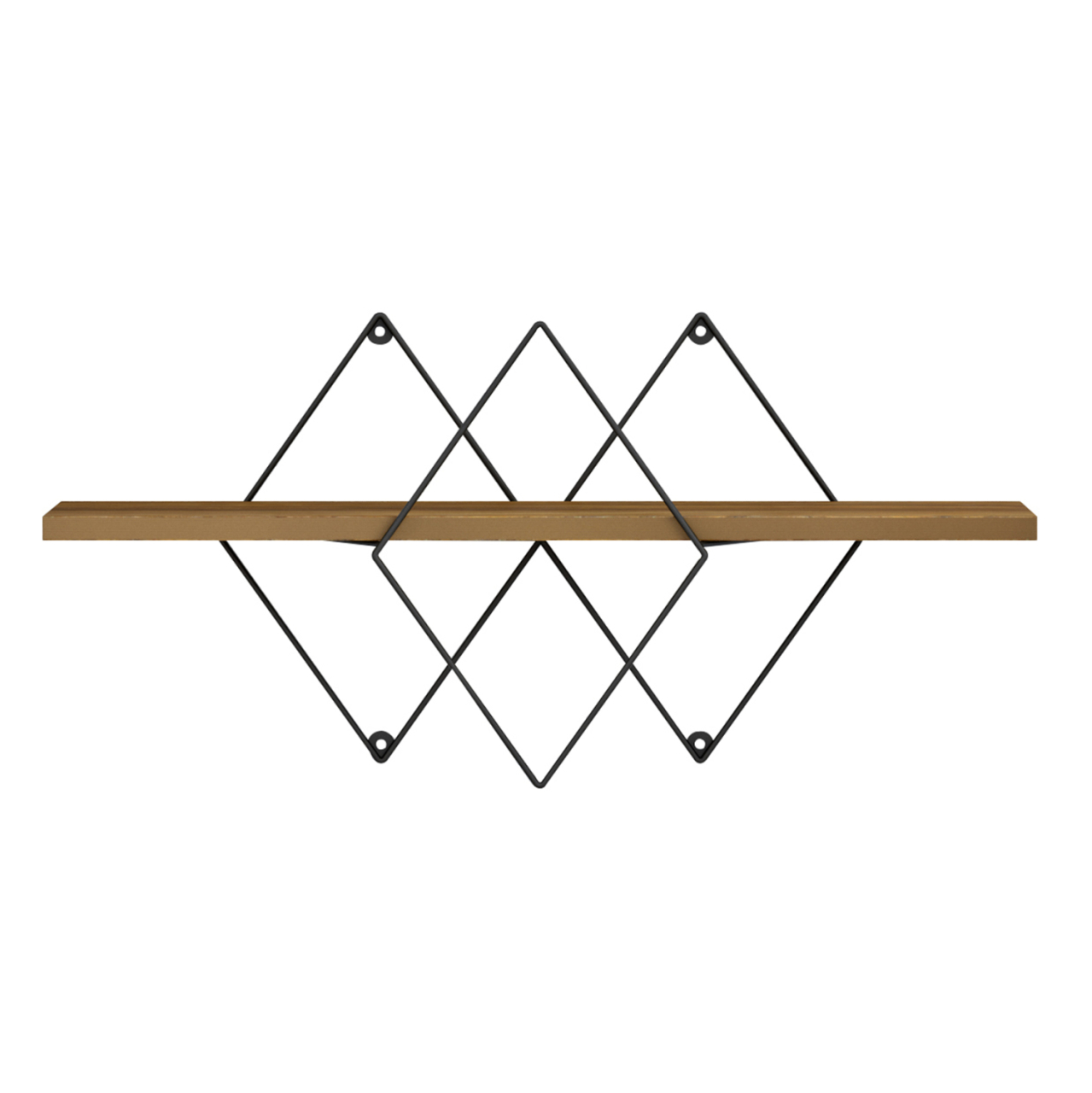 WALL SHELF CHANTRIA HM8934.11 MELAMINE IN OAK COLOR-METAL IN BLACK 60x14x36Hcm. [3]