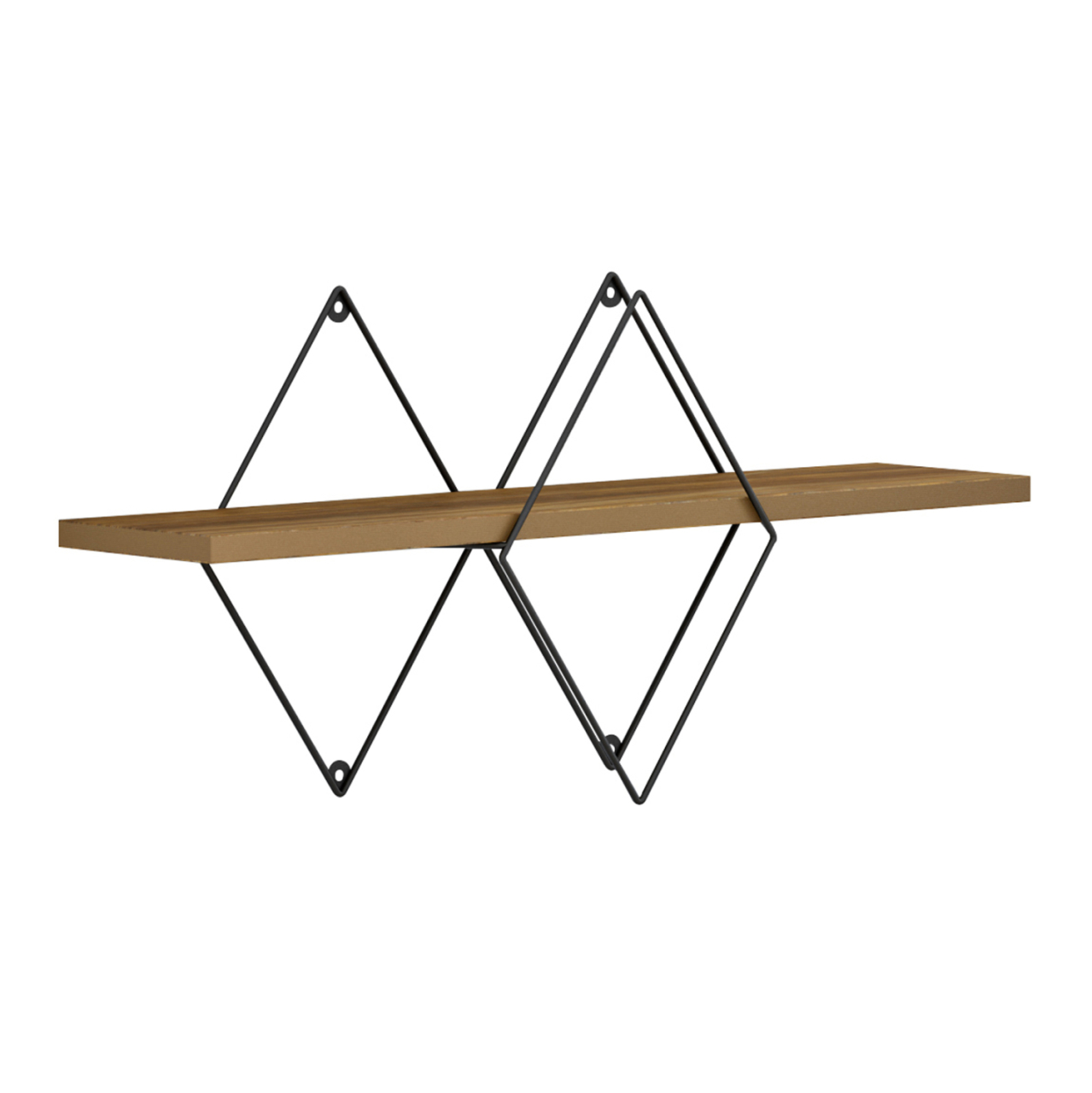 WALL SHELF CHANTRIA HM8934.11 MELAMINE IN OAK COLOR-METAL IN BLACK 60x14x36Hcm. [4]