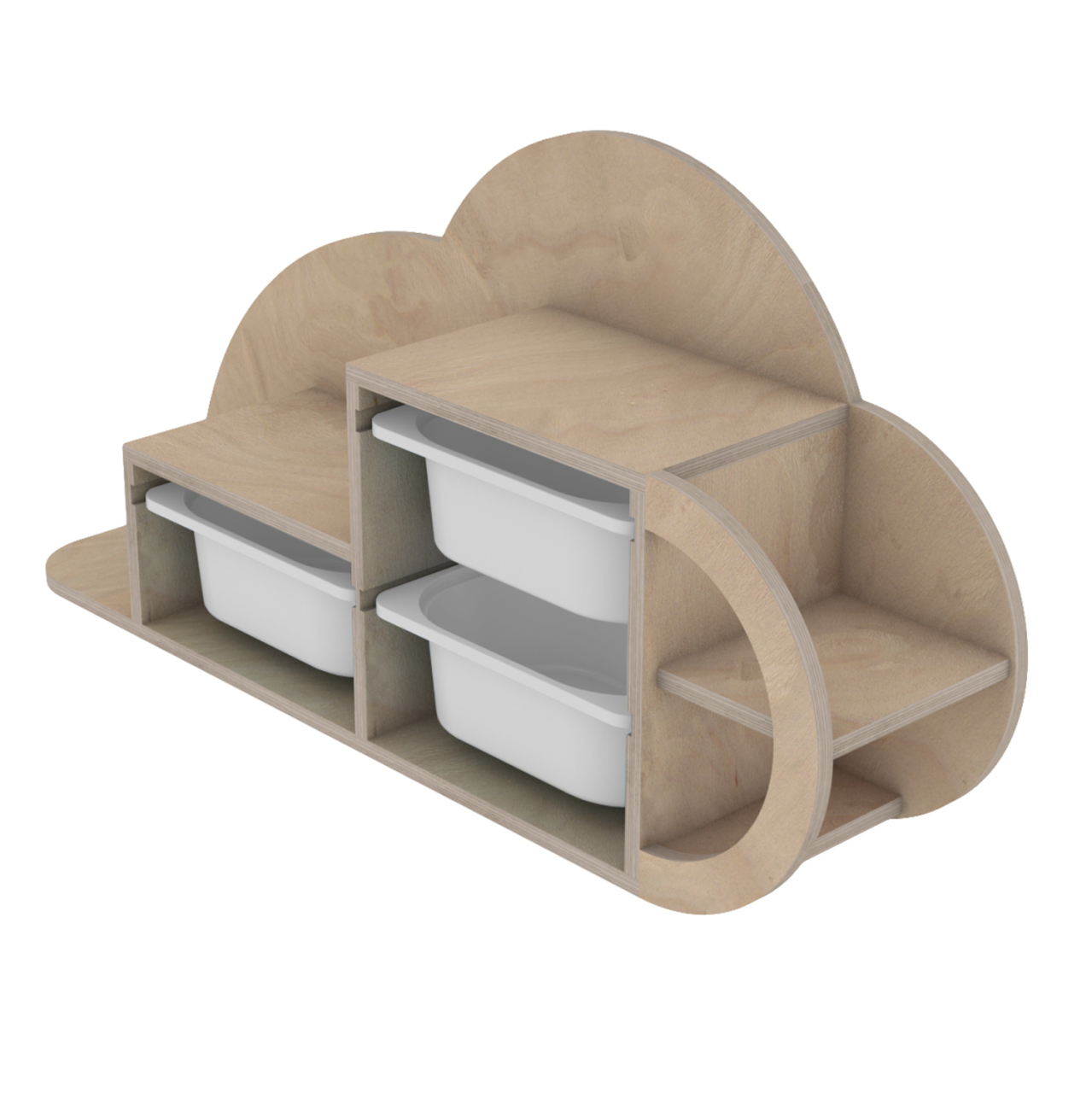 WALL SHELF COBB HM18227.03 BIRCH WOOD IN NATURAL-WHITE P.E. DRAWERS 98x22,5x48,5Hcm. [5]