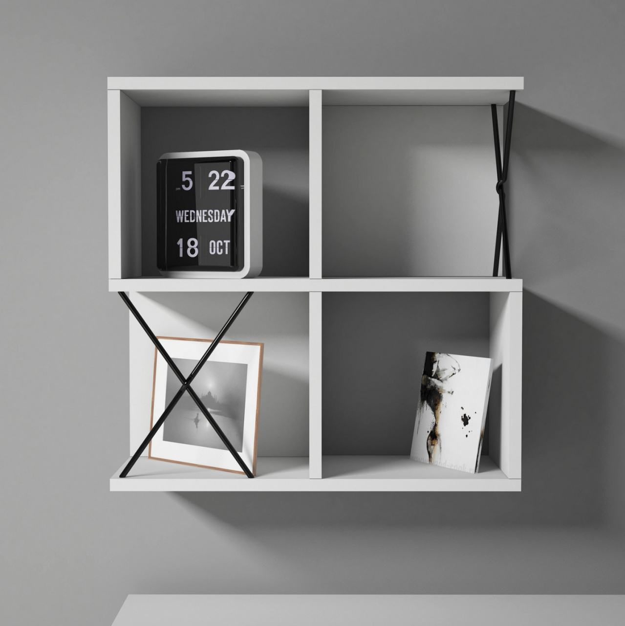 WALL SHELF HM9520.03 MELAMINE IN WHITE COLOR 60x24x60Hcm. [4]