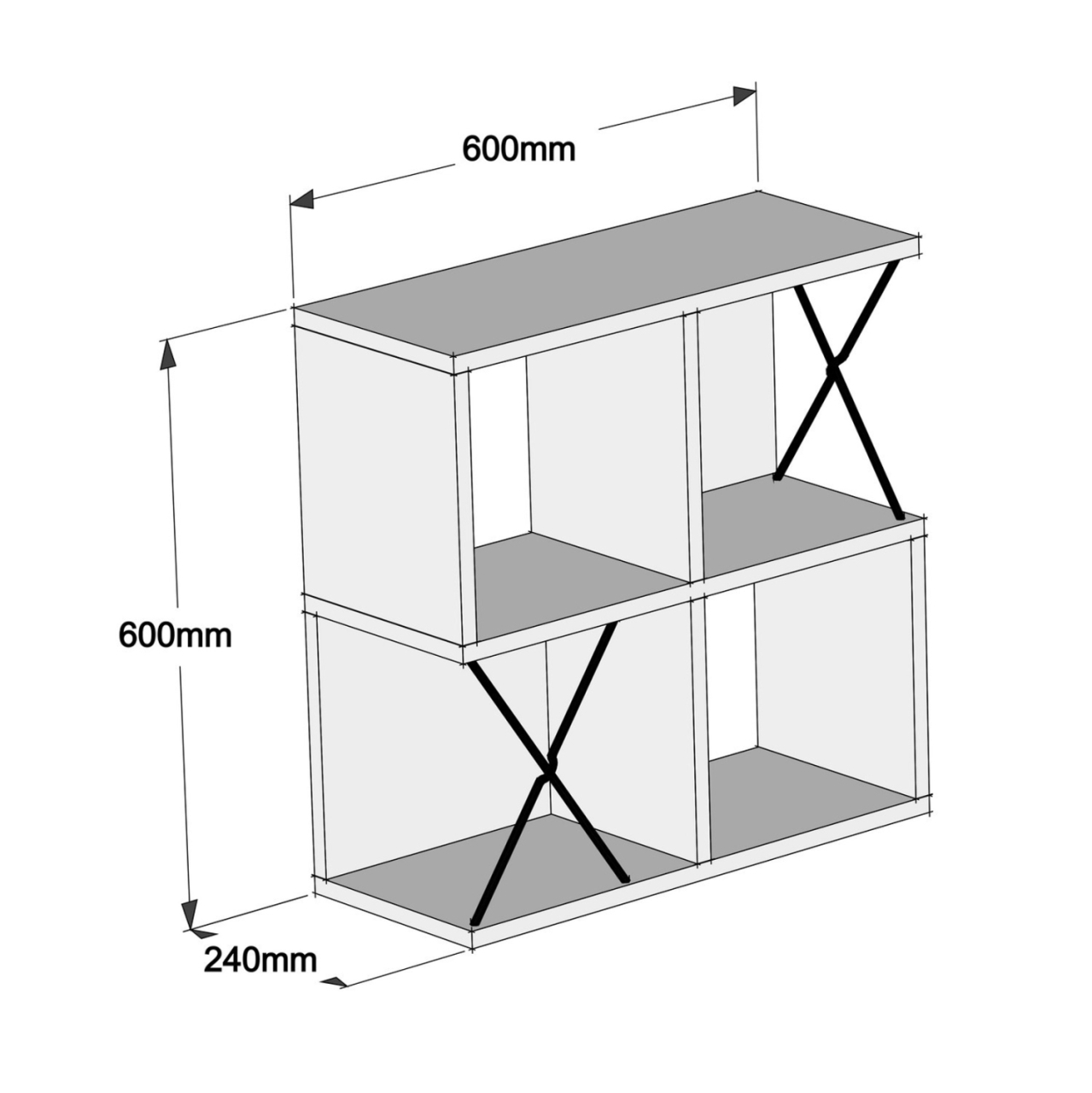 WALL SHELF HM9520.03 MELAMINE IN WHITE COLOR 60x24x60Hcm. [2]
