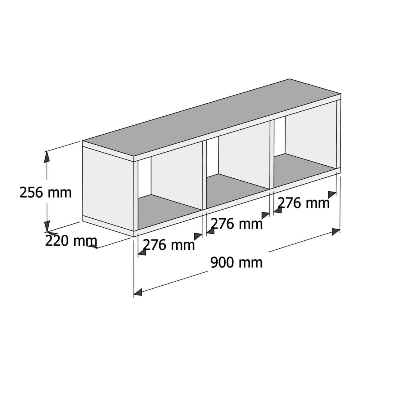 WALL SHELF MELAMINE GREY and WHITE 90x22x25,6Hcm.HM9228.13 [2]