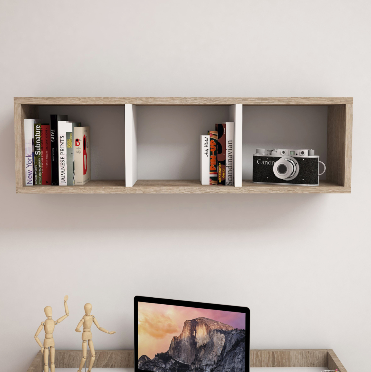 WALL SHELF MELAMINE SONOMA and WHITE 90x22x25,6Hcm.HM9228.12 [3]