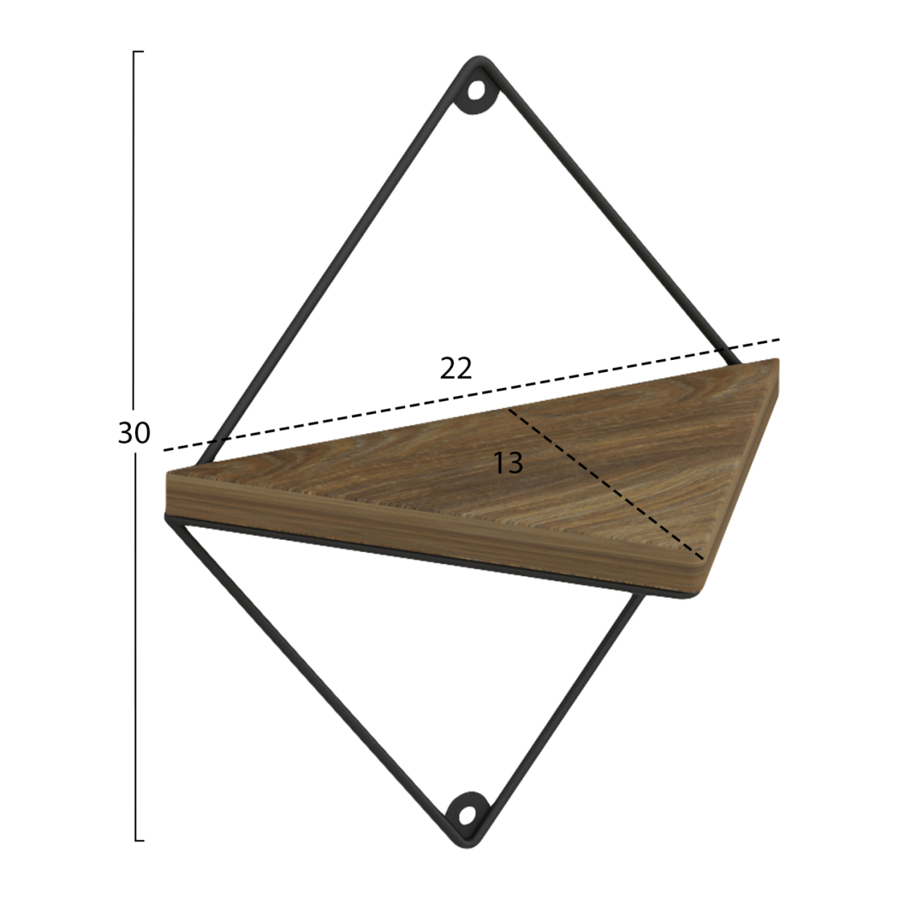 WALL SHELVES 2PCS SET EVERLEIGH HM8951.11 BLACK METAL-MELAMINE IN NATURAL 22x13x30Hcm. [2]