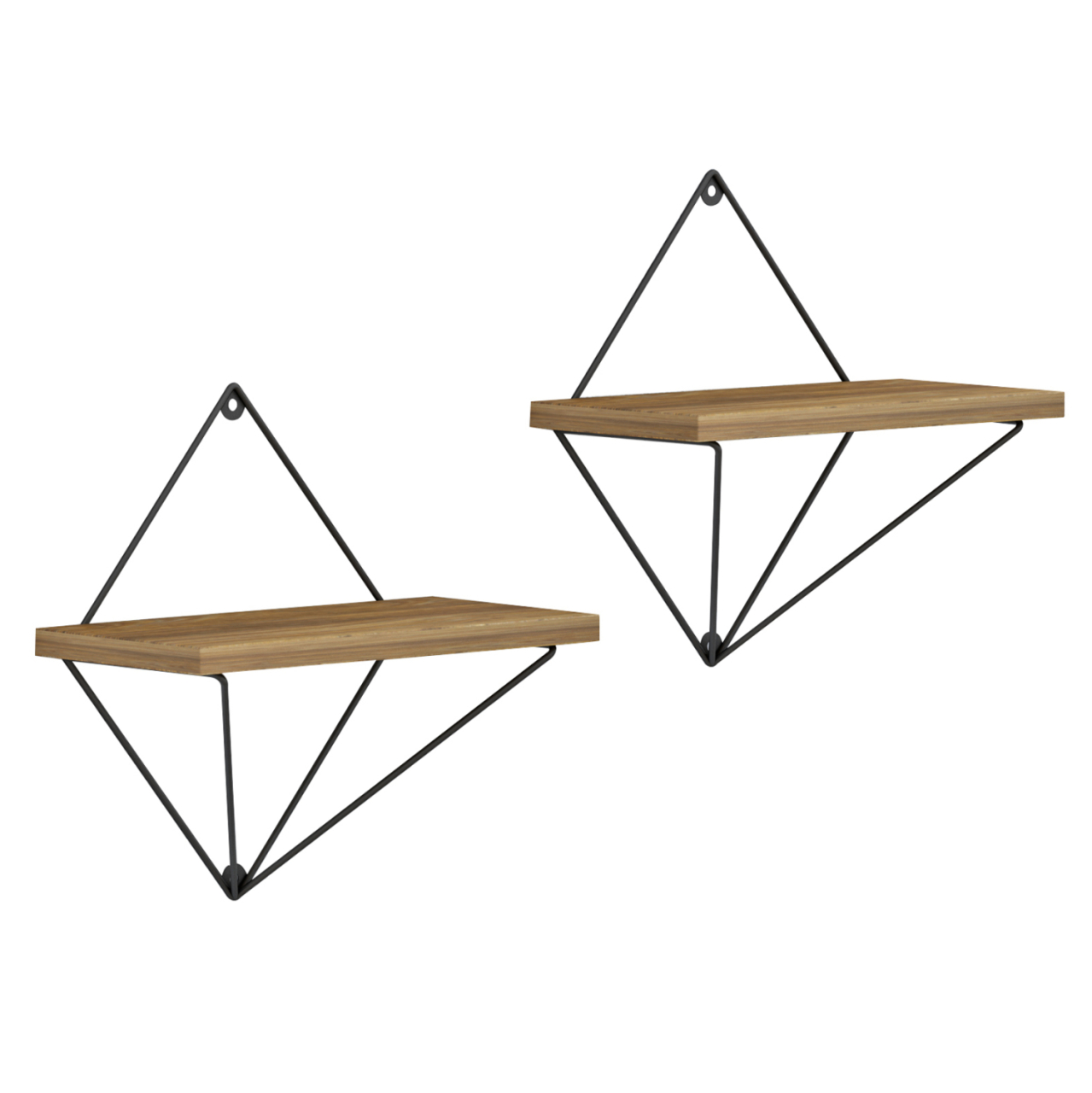 WALL SHELVES 2PCS SET ZANNARD HM8929.11 BLACK METAL-MELAMINE IN NATURAL 30x14x30Hcm. [4]