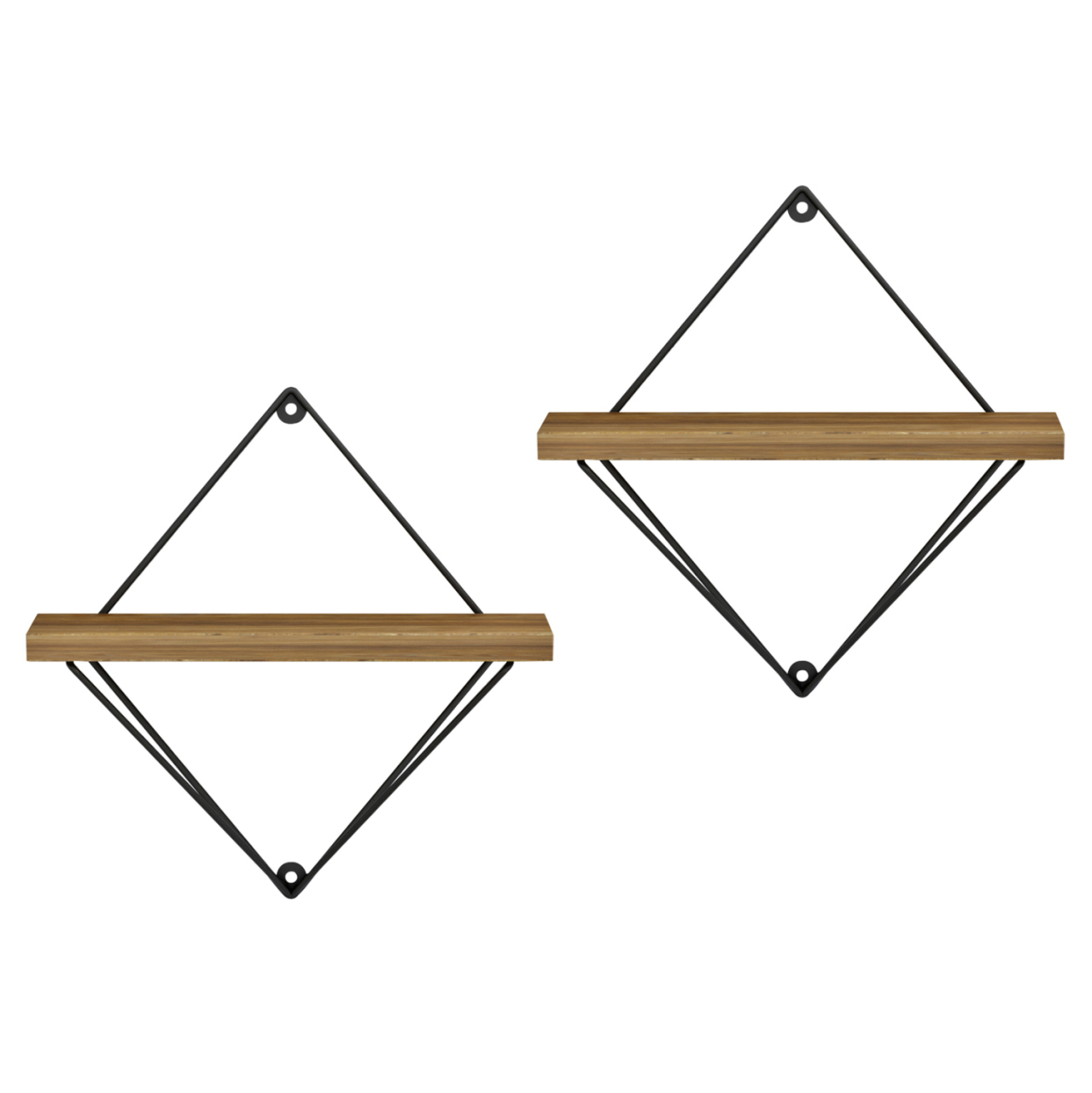 WALL SHELVES 2PCS SET ZANNARD HM8929.11 BLACK METAL-MELAMINE IN NATURAL 30x14x30Hcm. [3]