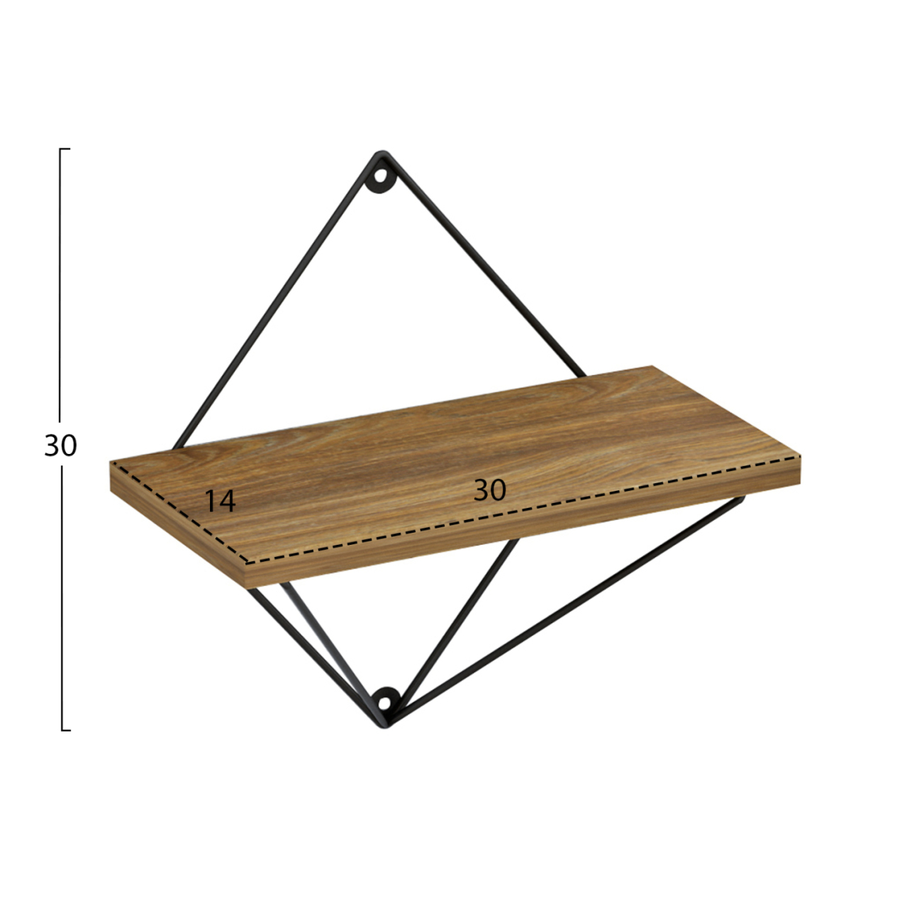 WALL SHELVES 2PCS SET ZANNARD HM8929.11 BLACK METAL-MELAMINE IN NATURAL 30x14x30Hcm. [2]